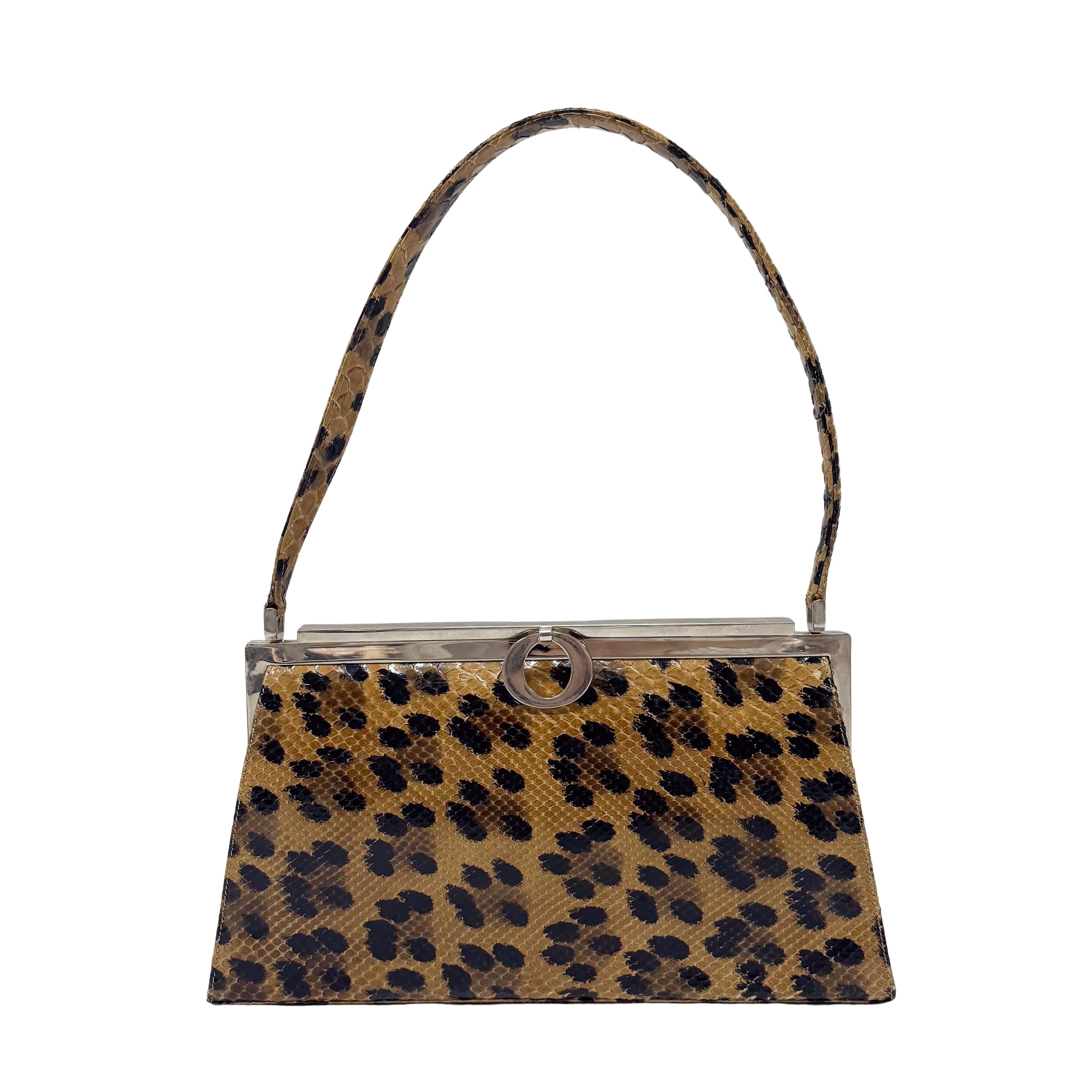Yellow Python Embossed Leather Shoulder Bag
