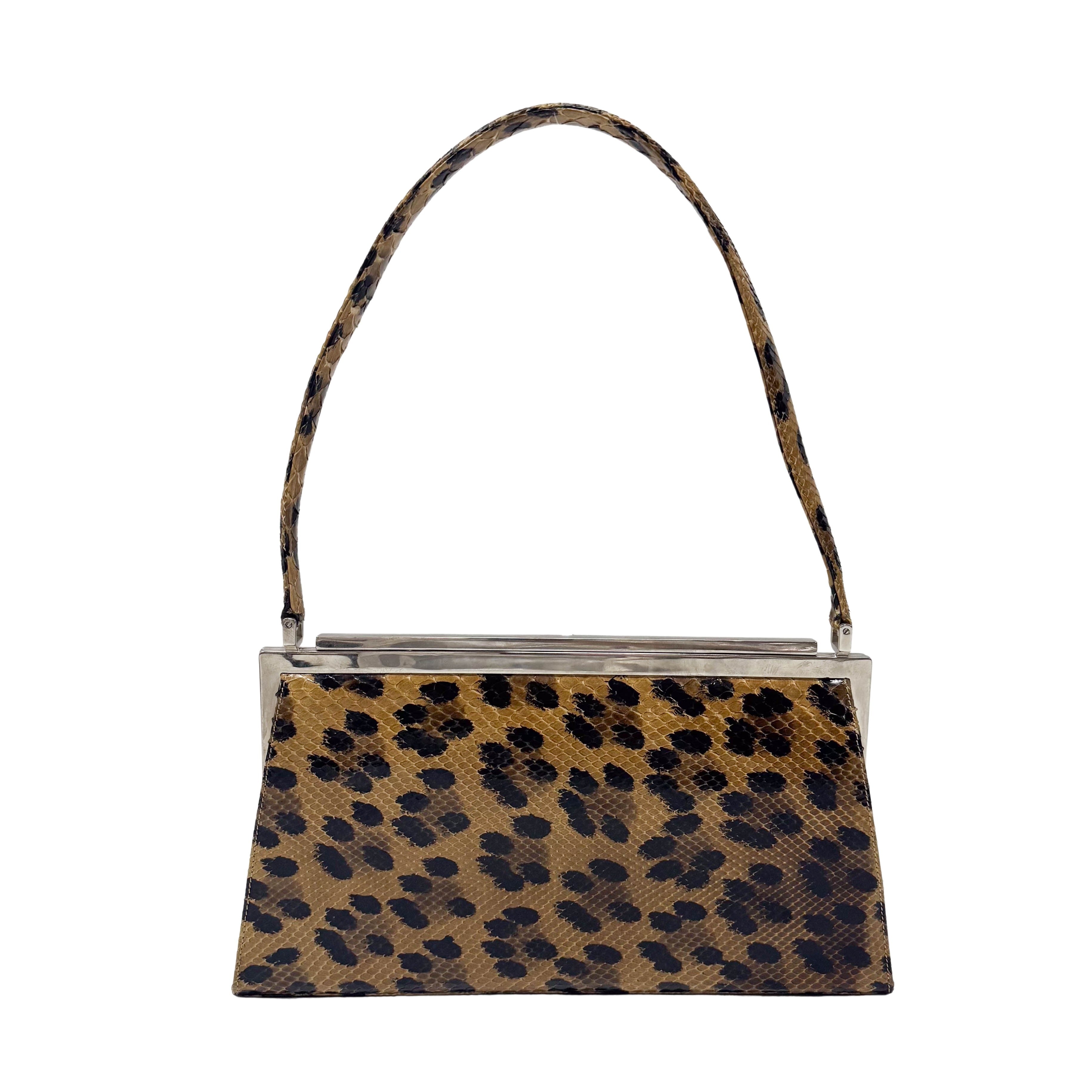 Yellow Python Embossed Leather Shoulder Bag