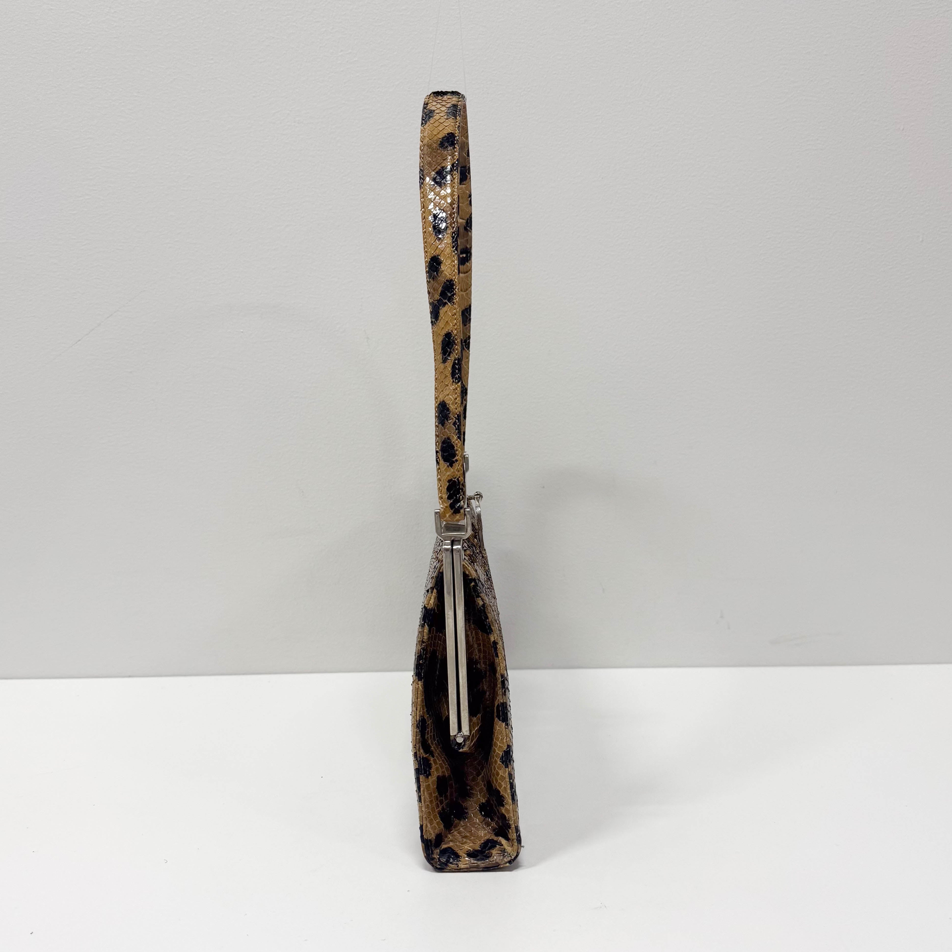 Yellow Python Embossed Leather Shoulder Bag