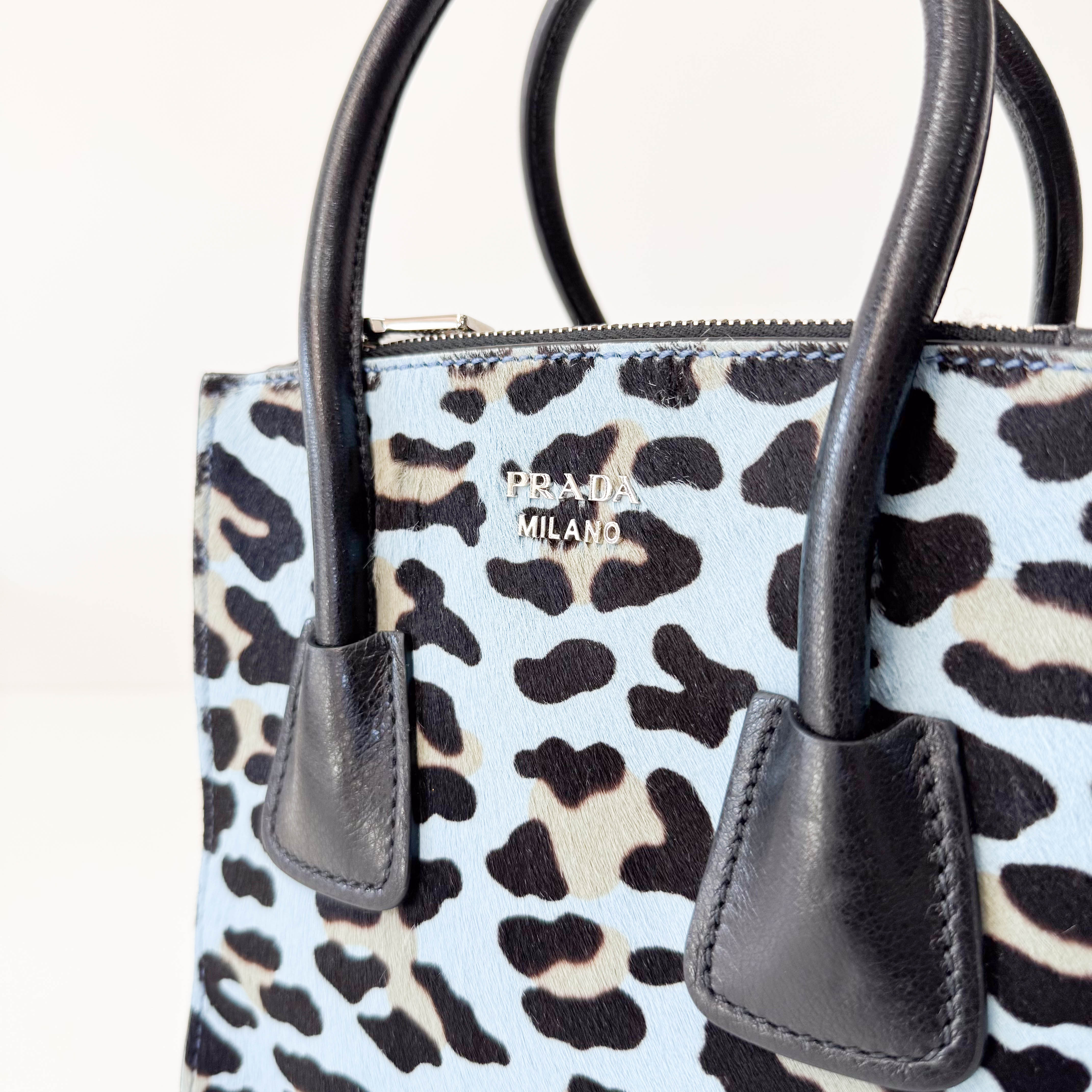 Blue Leopard Pony Hair Bag