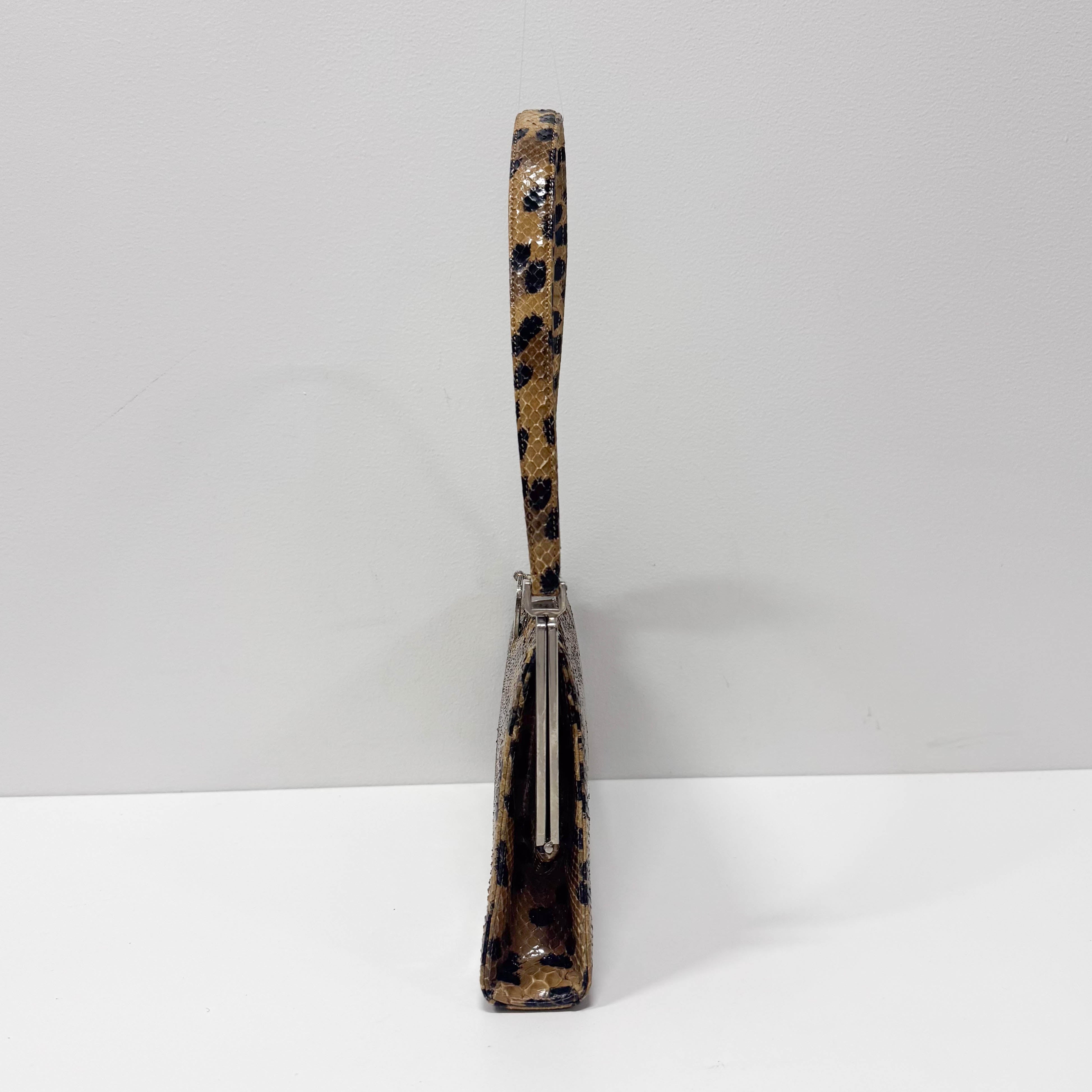 Yellow Python Embossed Leather Shoulder Bag