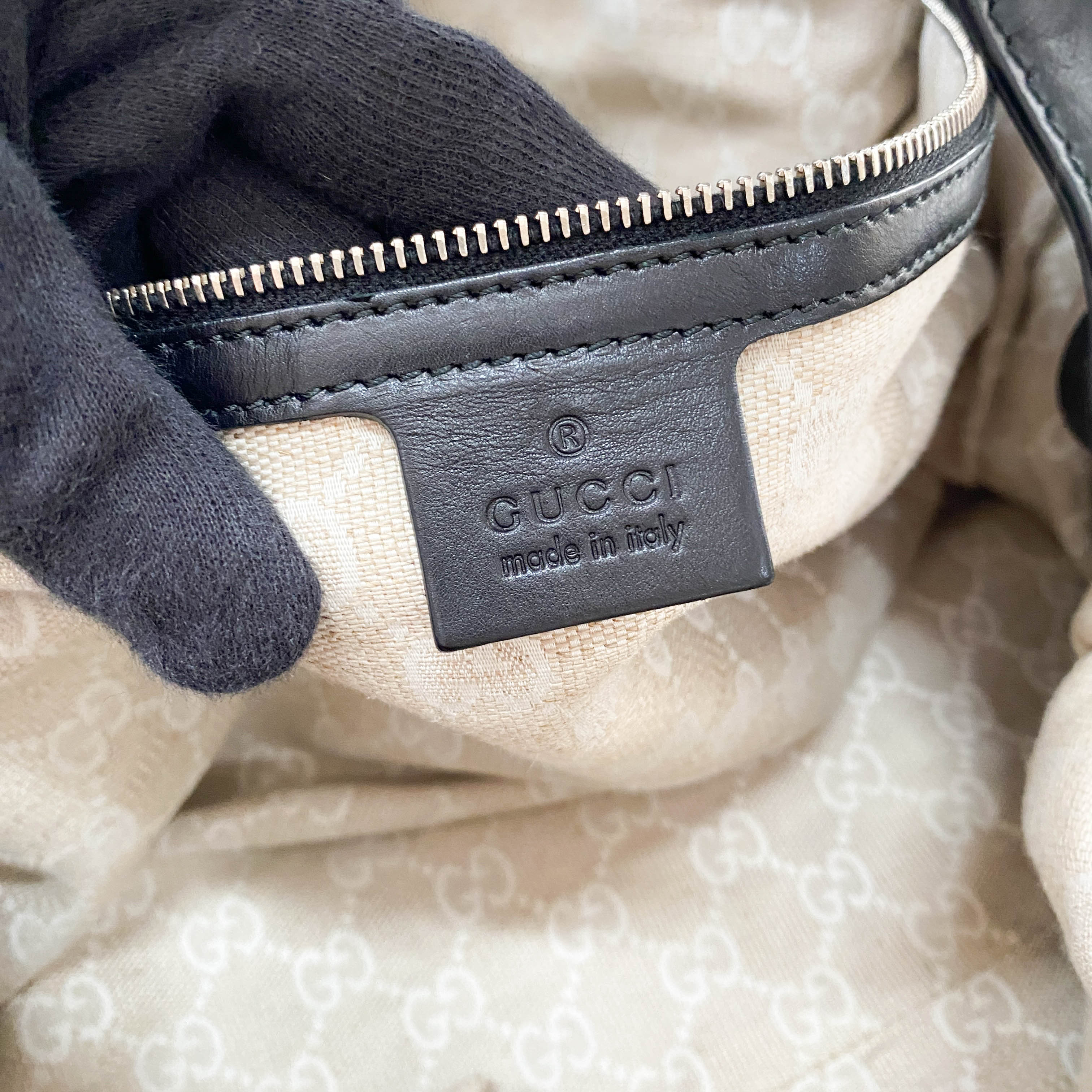 Large Stirrup Black Leather Top Handle  