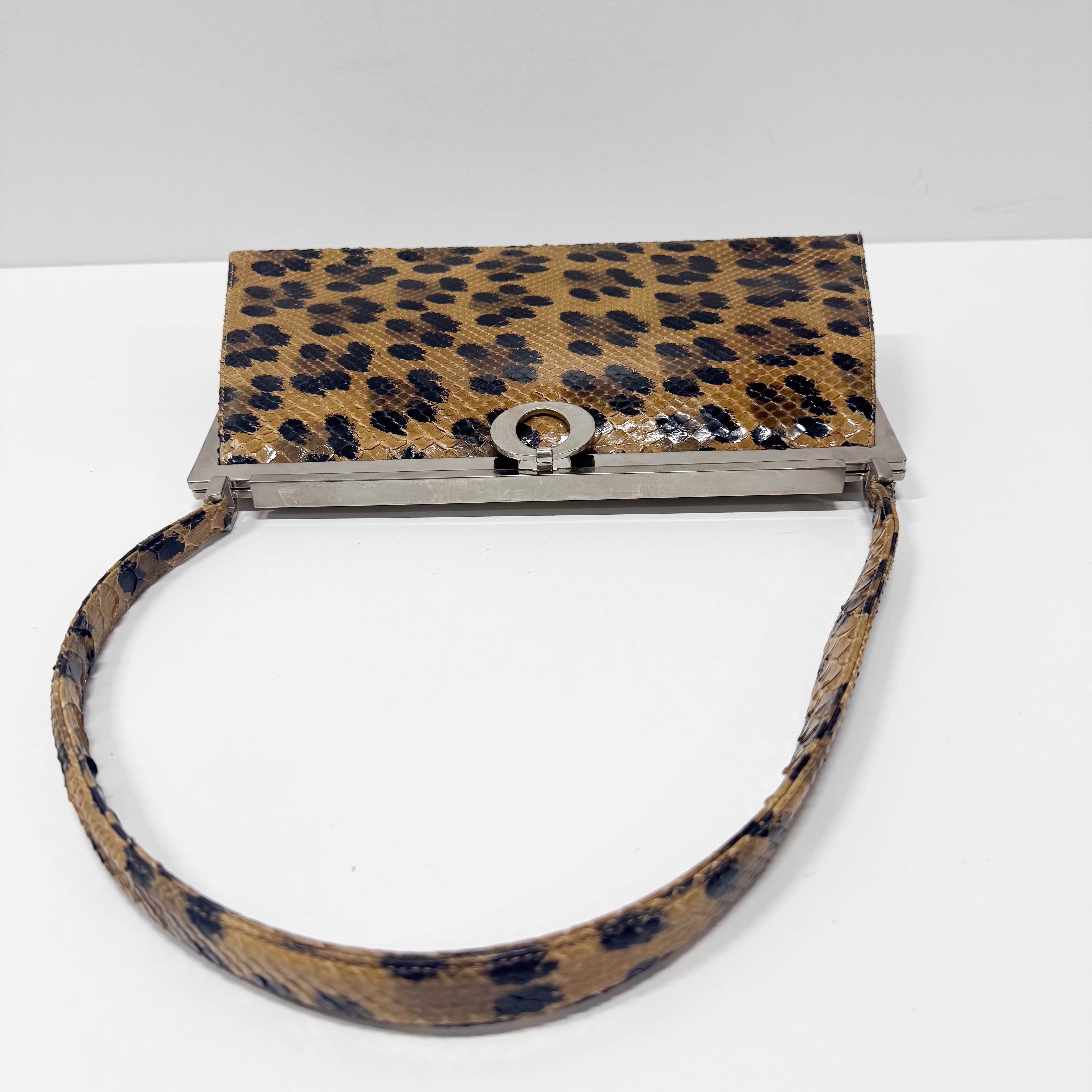 Yellow Python Embossed Leather Shoulder Bag