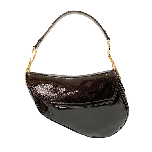 Saddle Trotter Dark Brown Coated Canvas Shoulder Bag