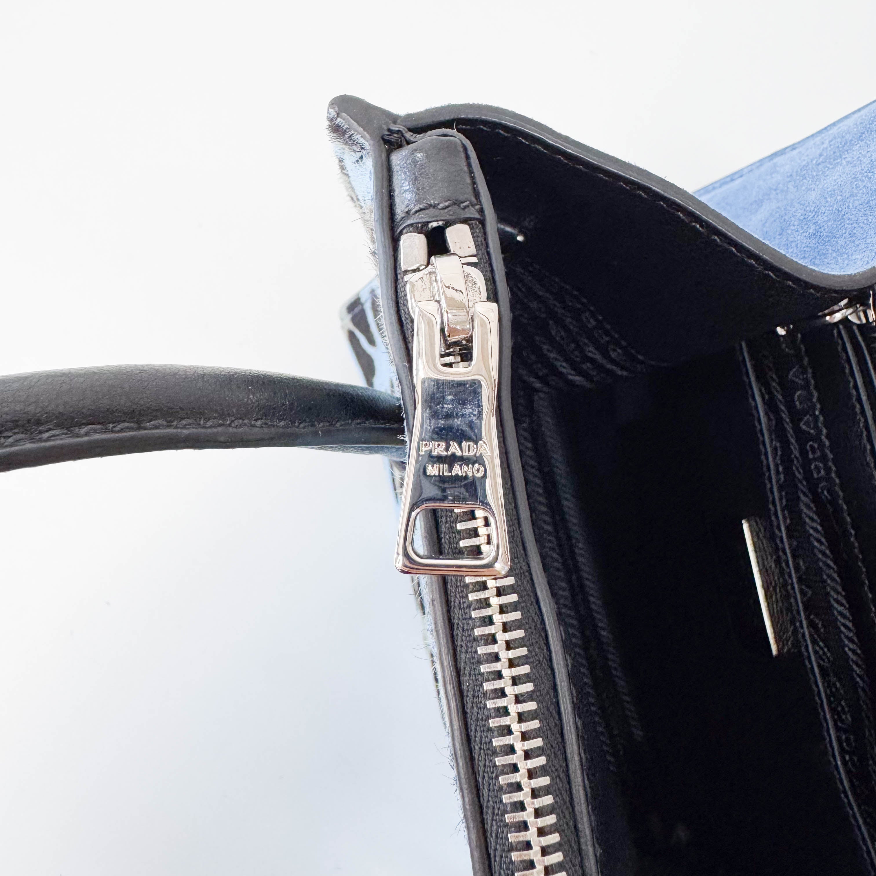 Blue Leopard Pony Hair Bag