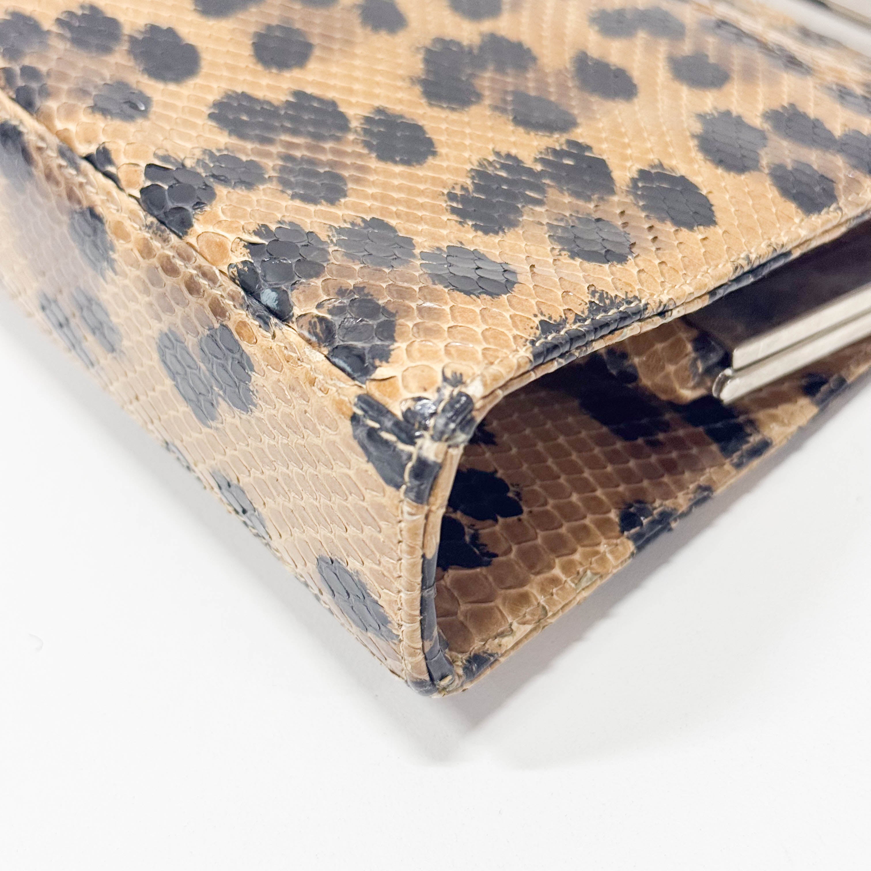 Yellow Python Embossed Leather Shoulder Bag