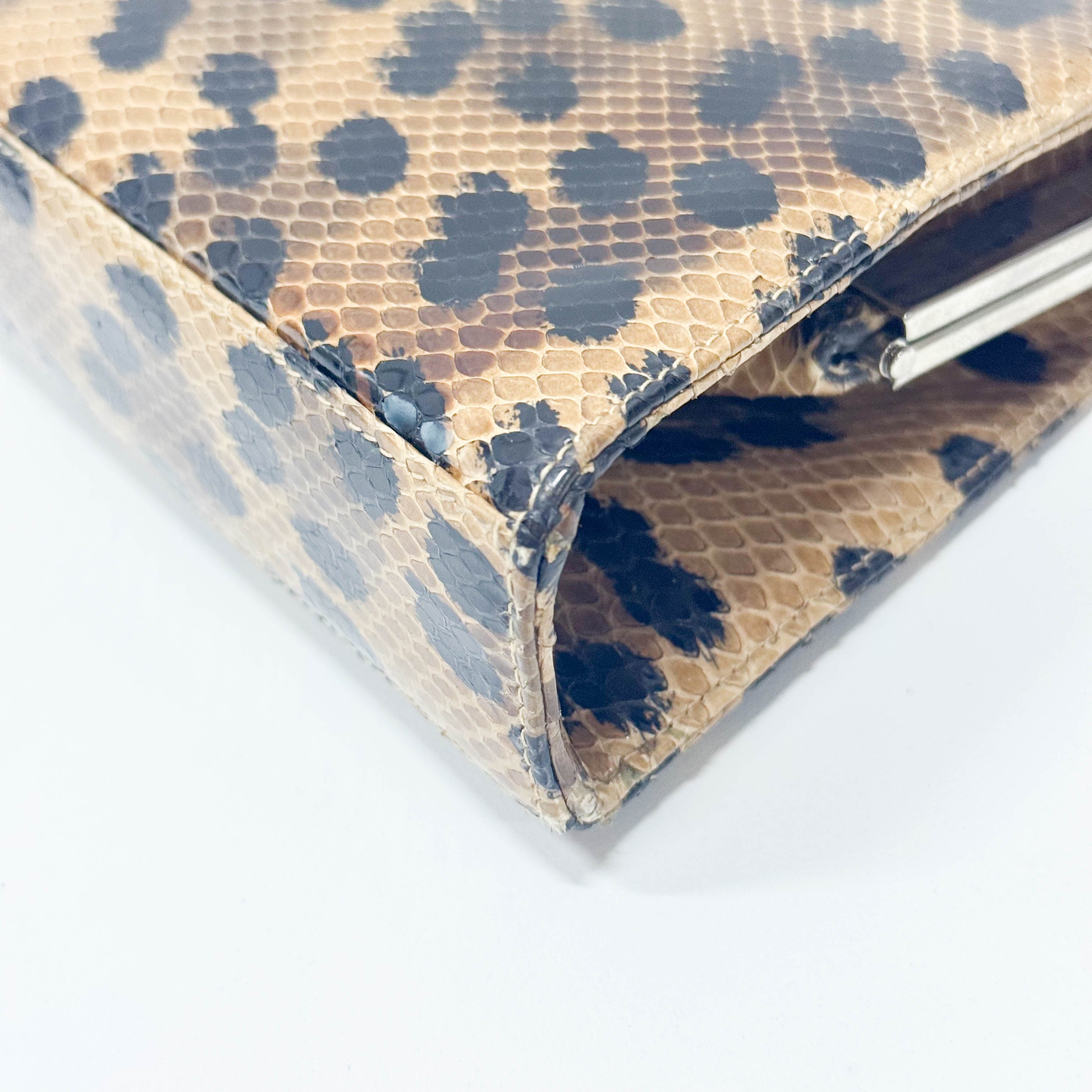 Yellow Python Embossed Leather Shoulder Bag