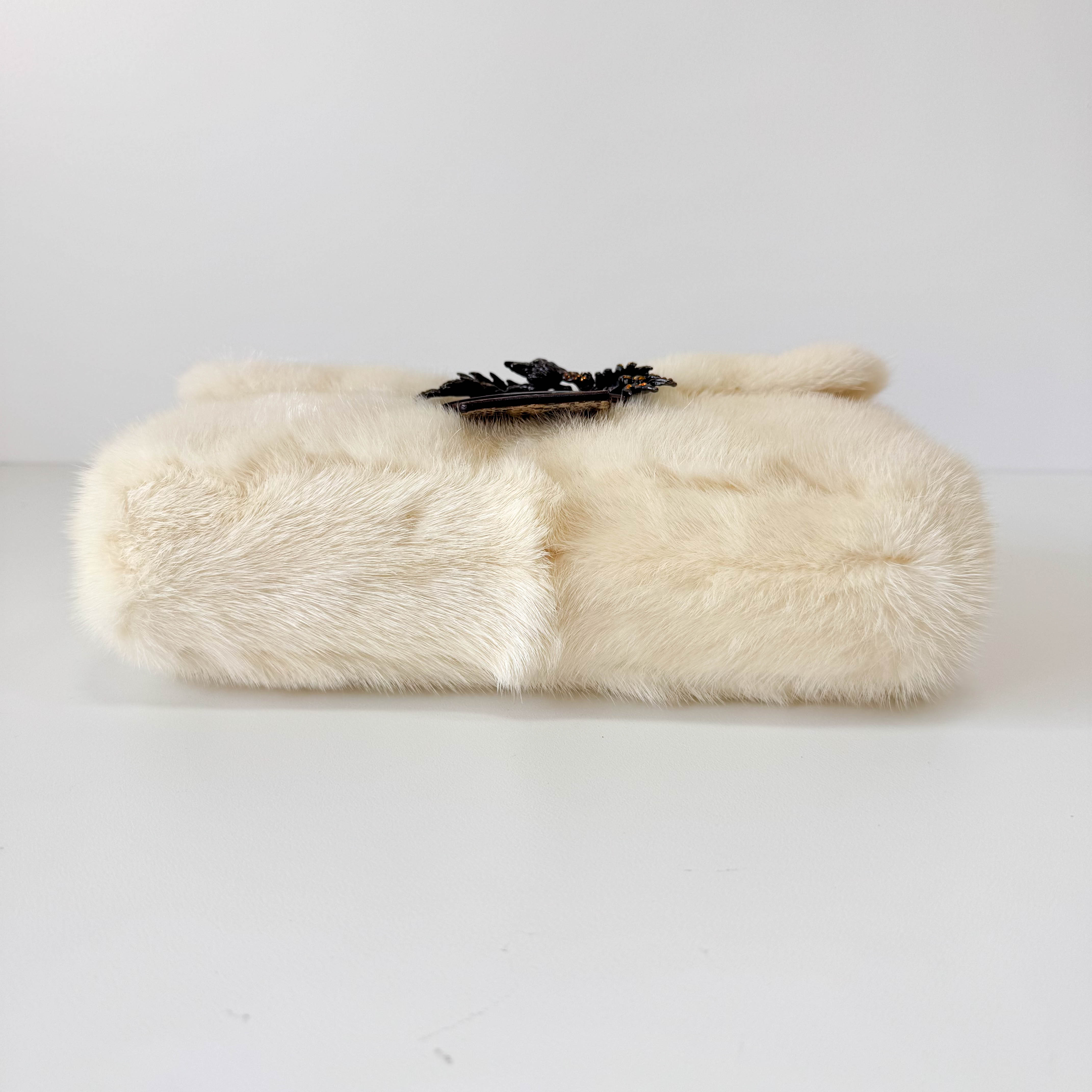 Baguette Fur Leather Shoulder Bag