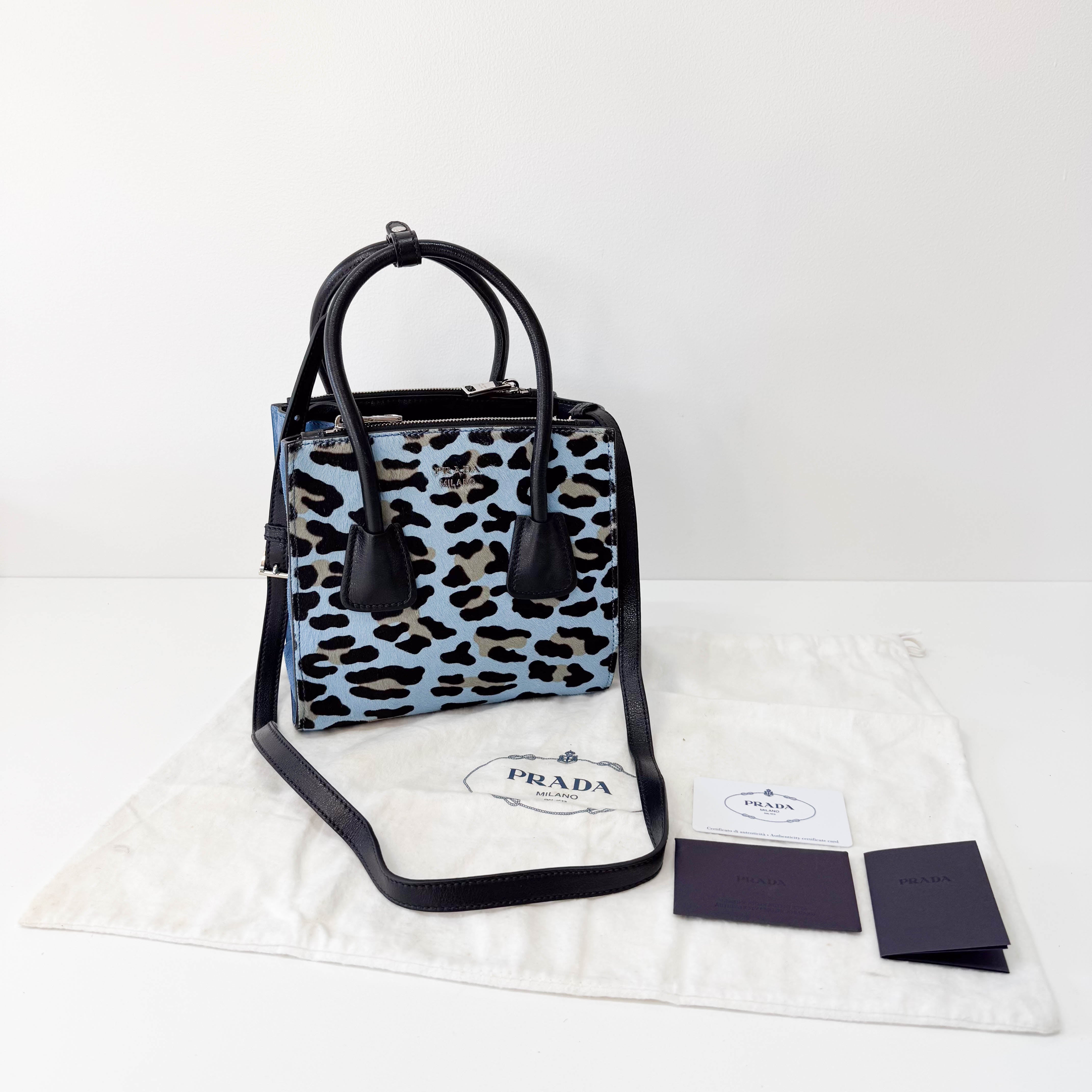 Blue Leopard Pony Hair Bag