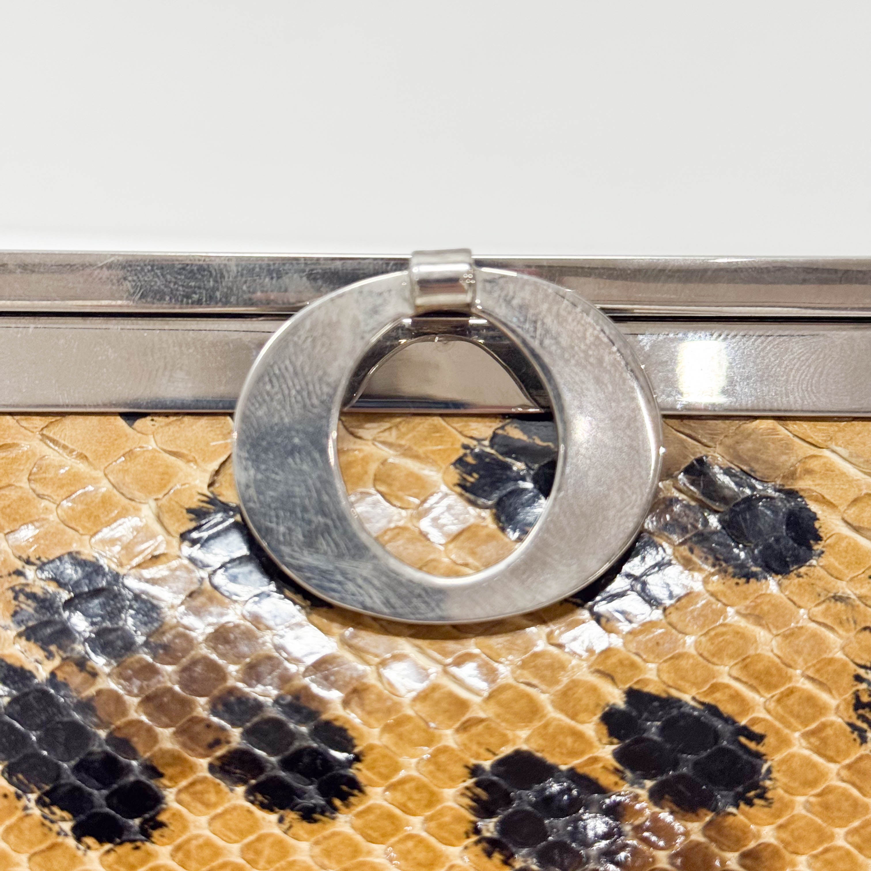 Yellow Python Embossed Leather Shoulder Bag