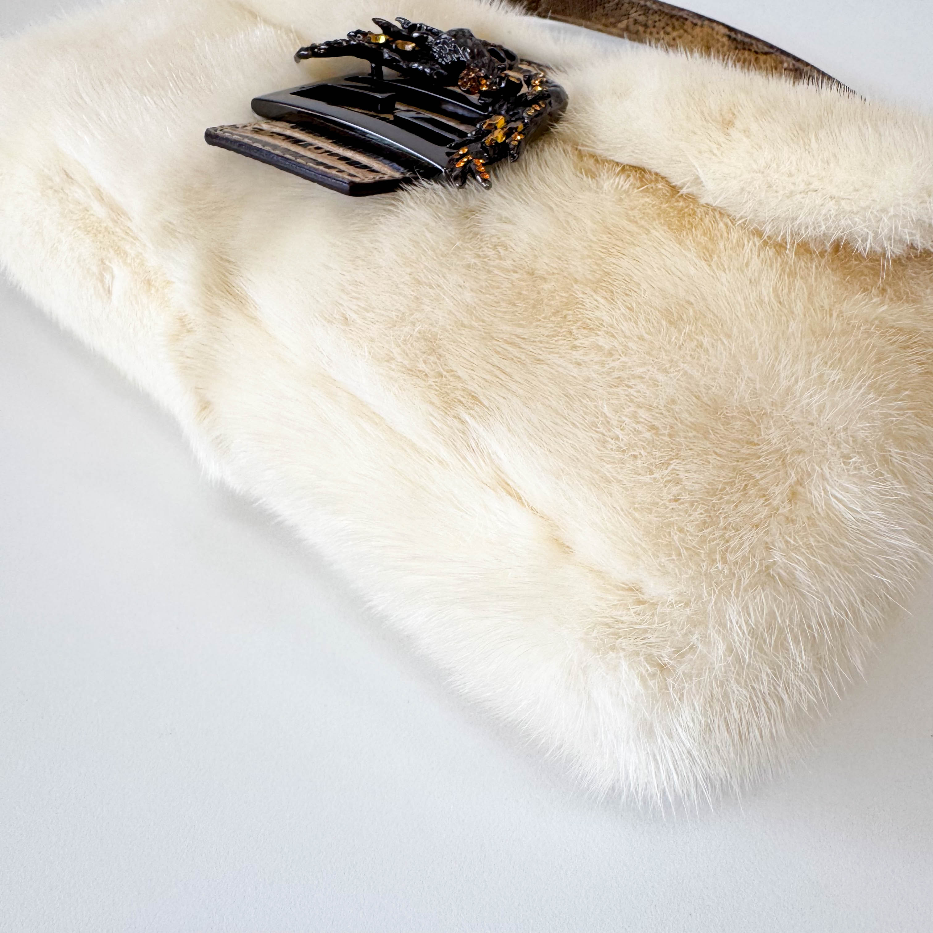 Baguette Fur Leather Shoulder Bag