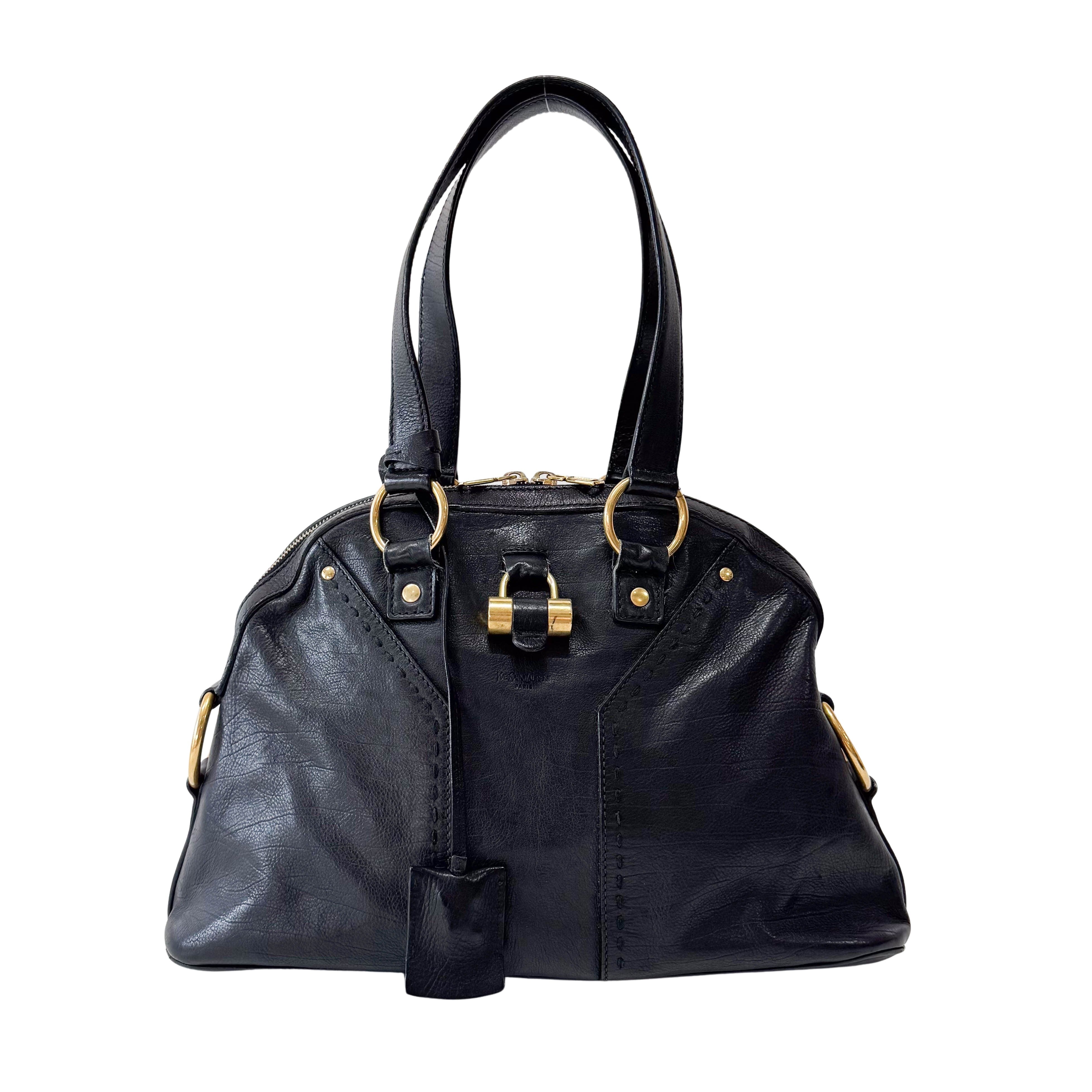 Muse Black Leather Hand Bag