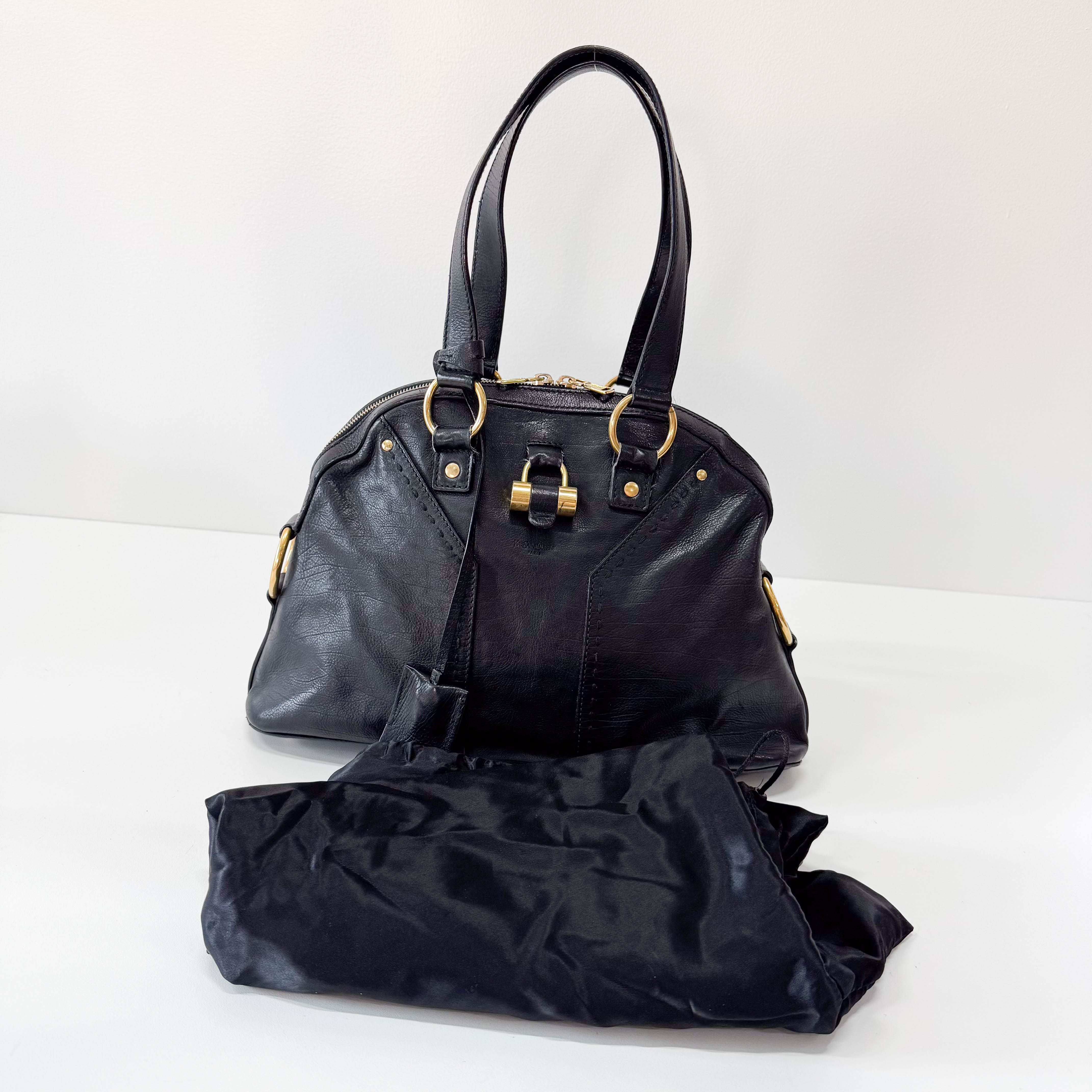 Muse Black Leather Hand Bag