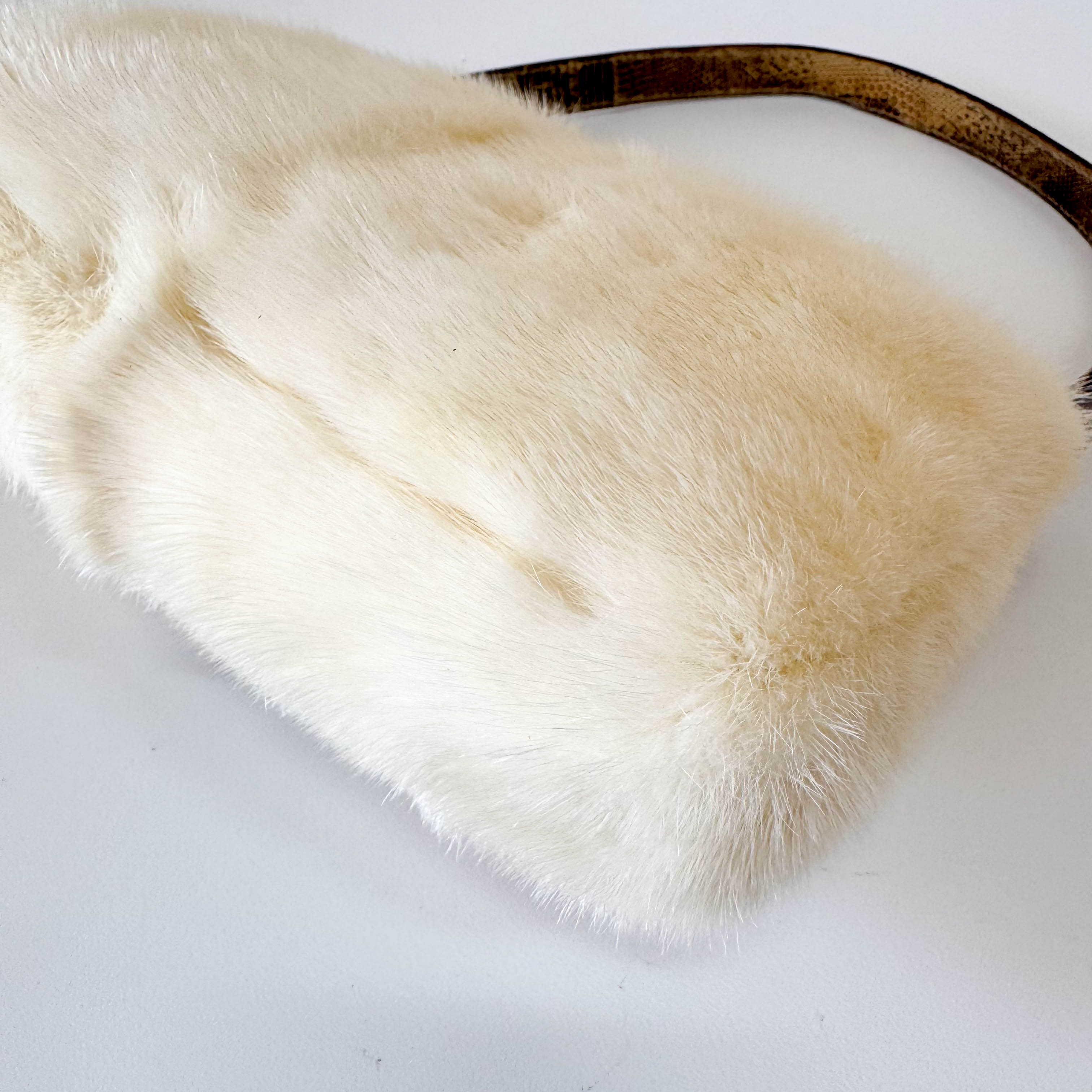 Baguette Fur Leather Shoulder Bag