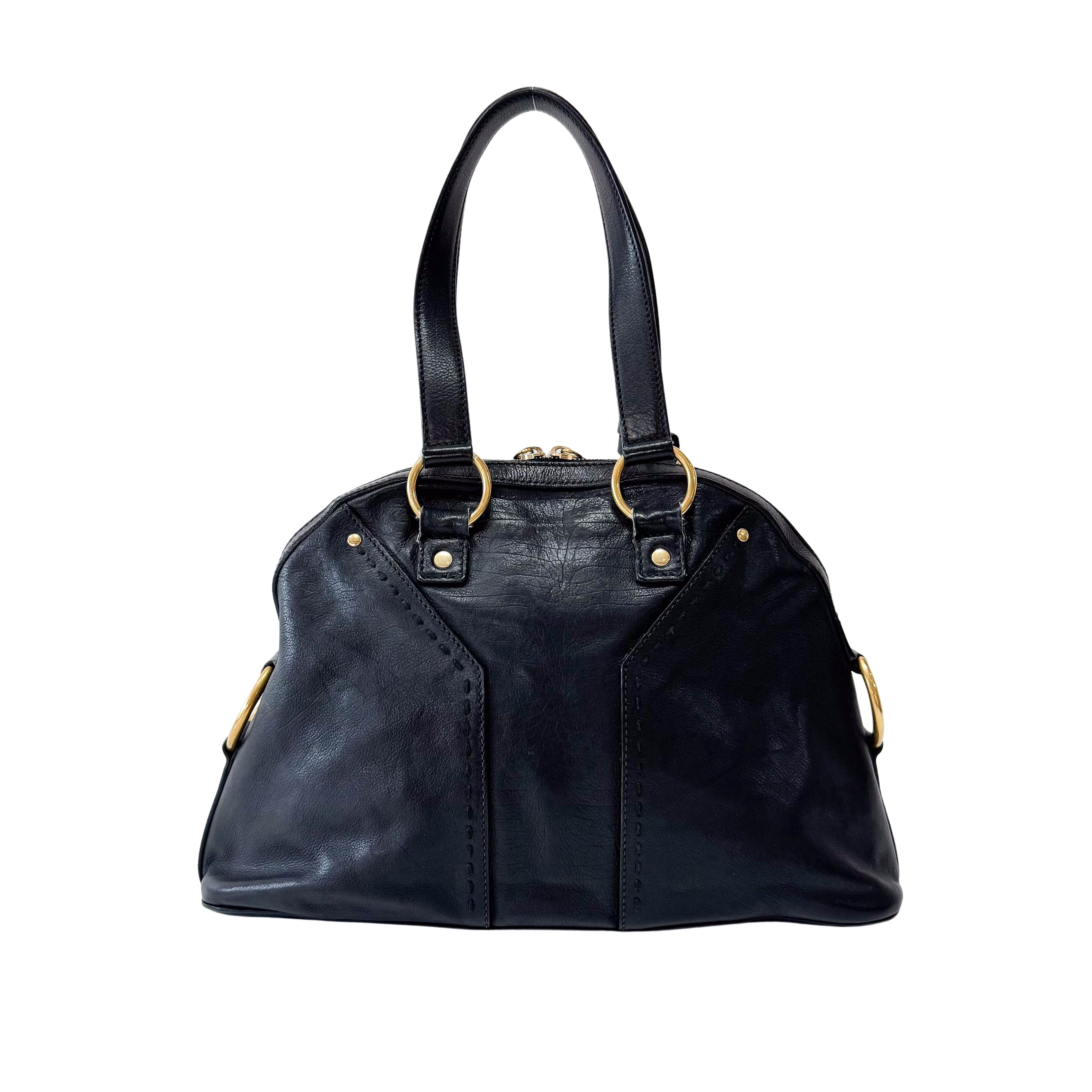 Muse Black Leather Hand Bag