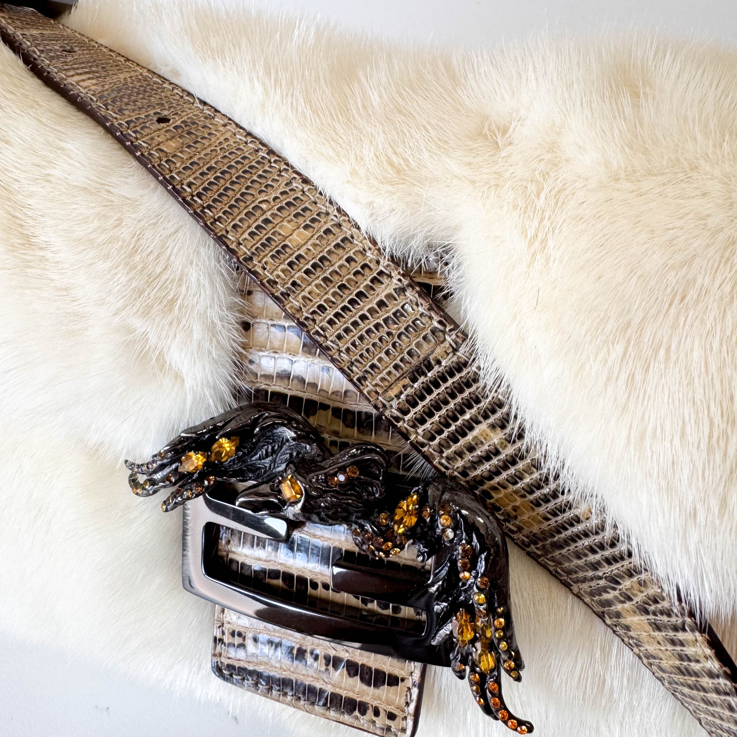 Baguette Fur Leather Shoulder Bag