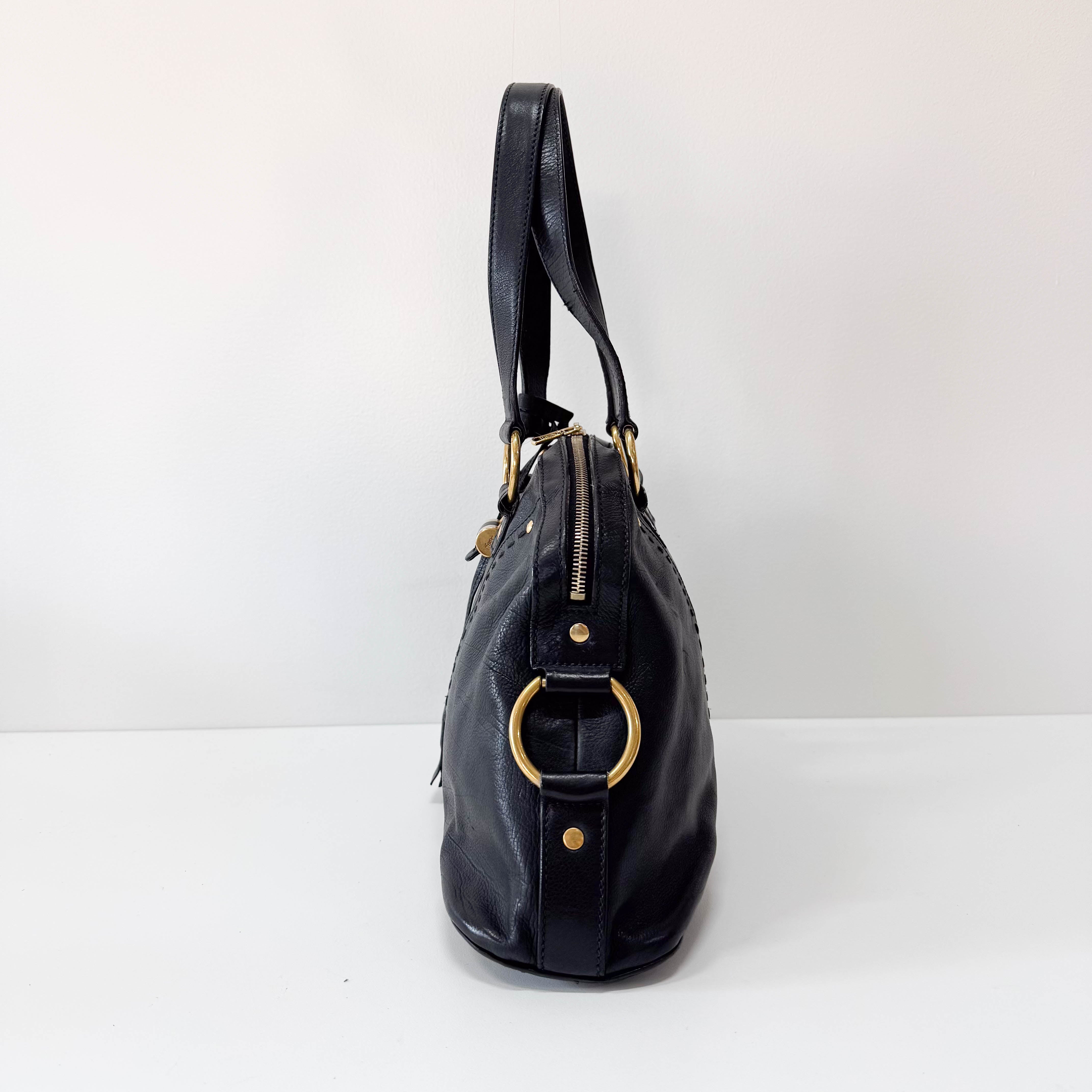 Muse Black Leather Hand Bag