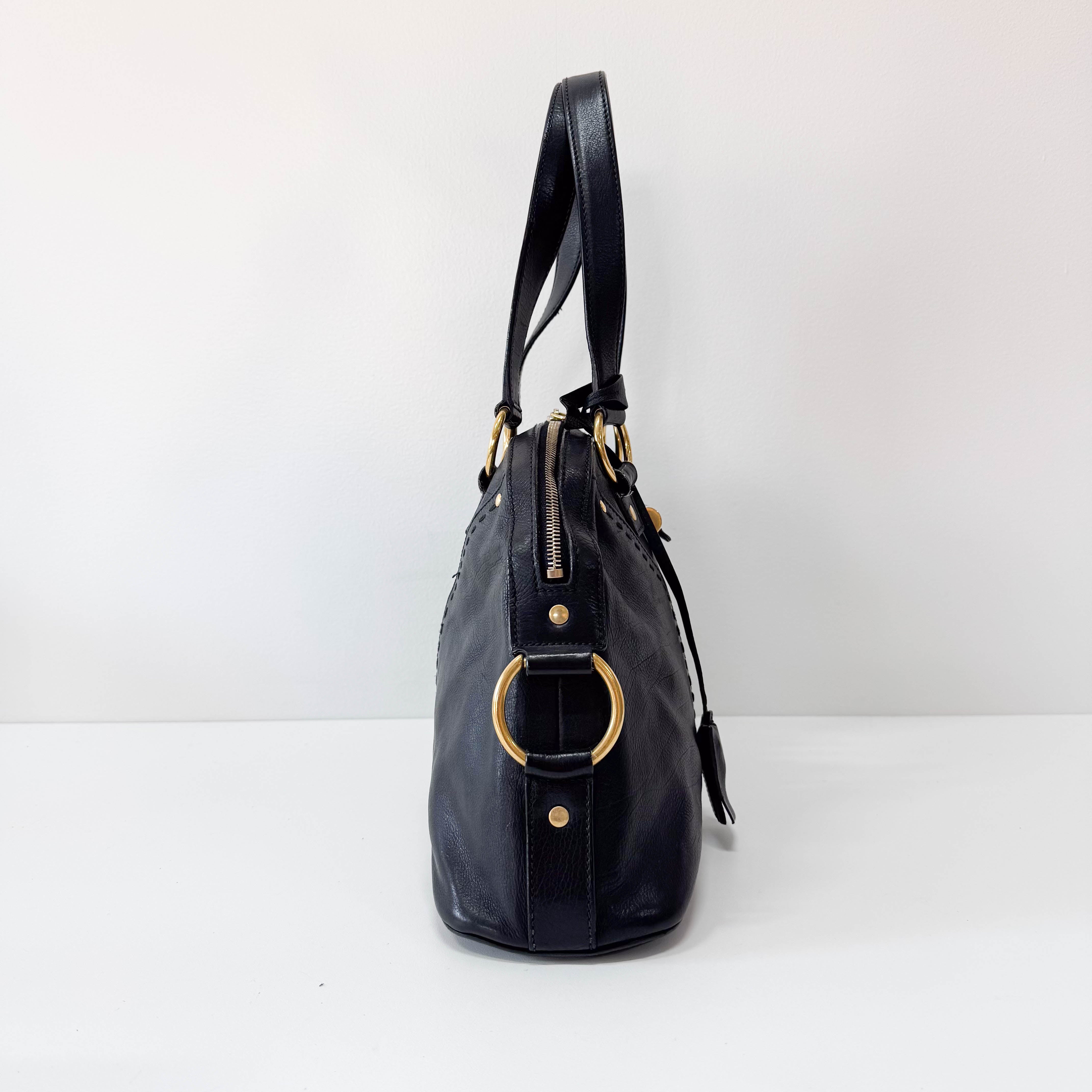 Muse Black Leather Hand Bag