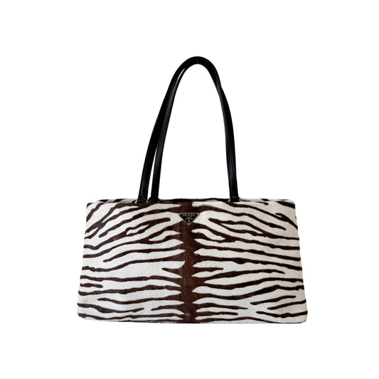 Bow Zebra Pony Hair Top Shoulder Bag