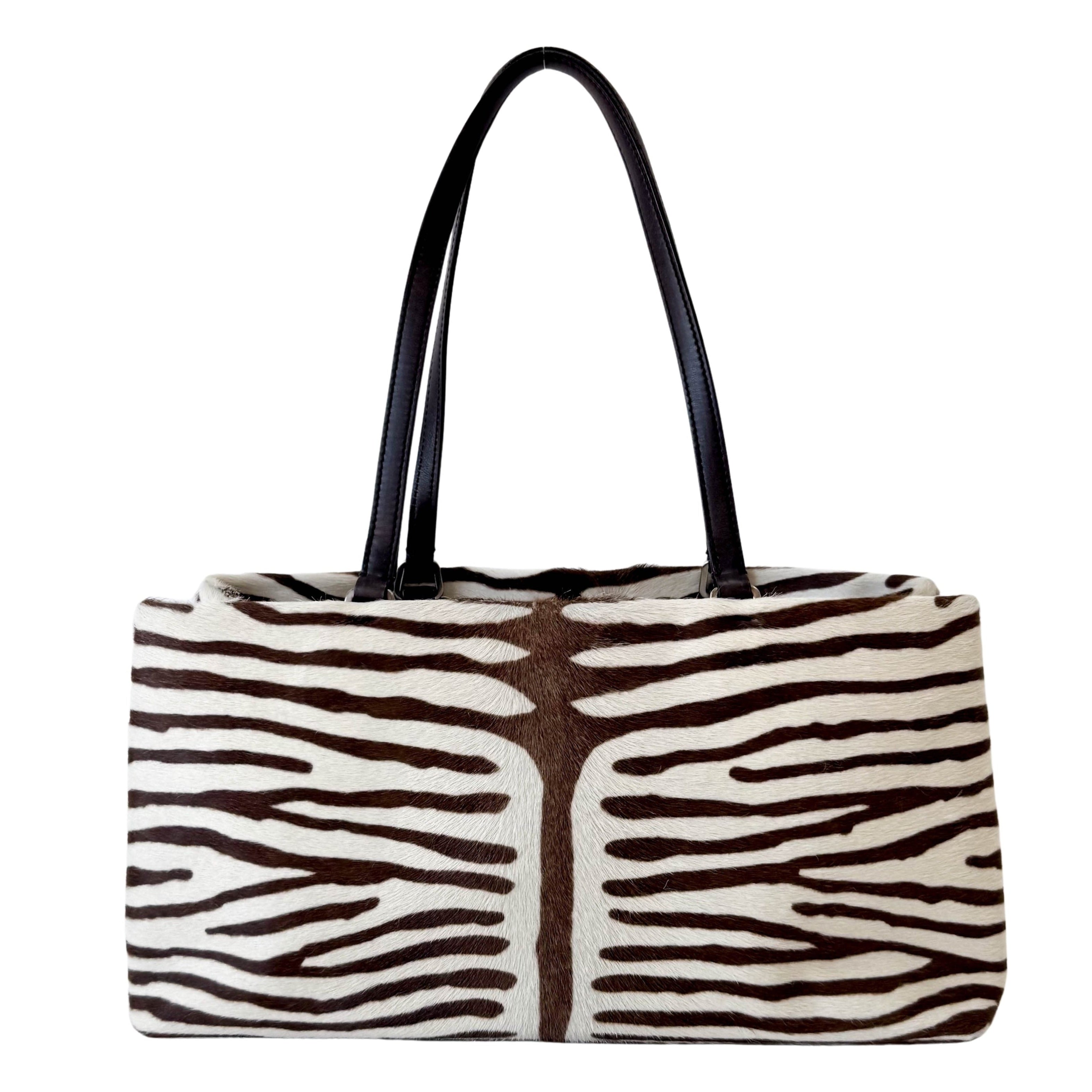 Bow Zebra Pony Hair Top Shoulder Bag