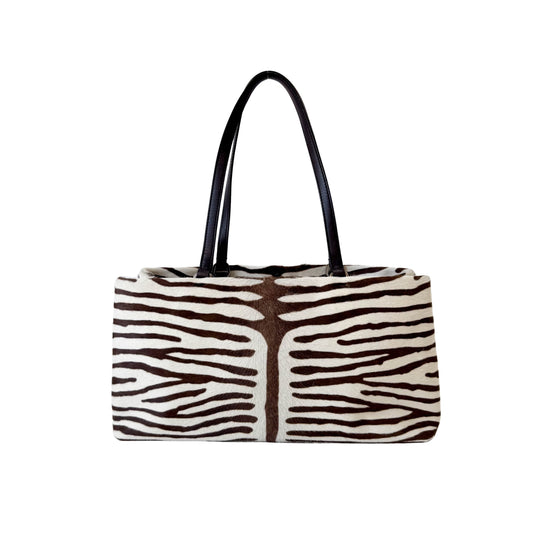 Bow Zebra Pony Hair Top Shoulder Bag