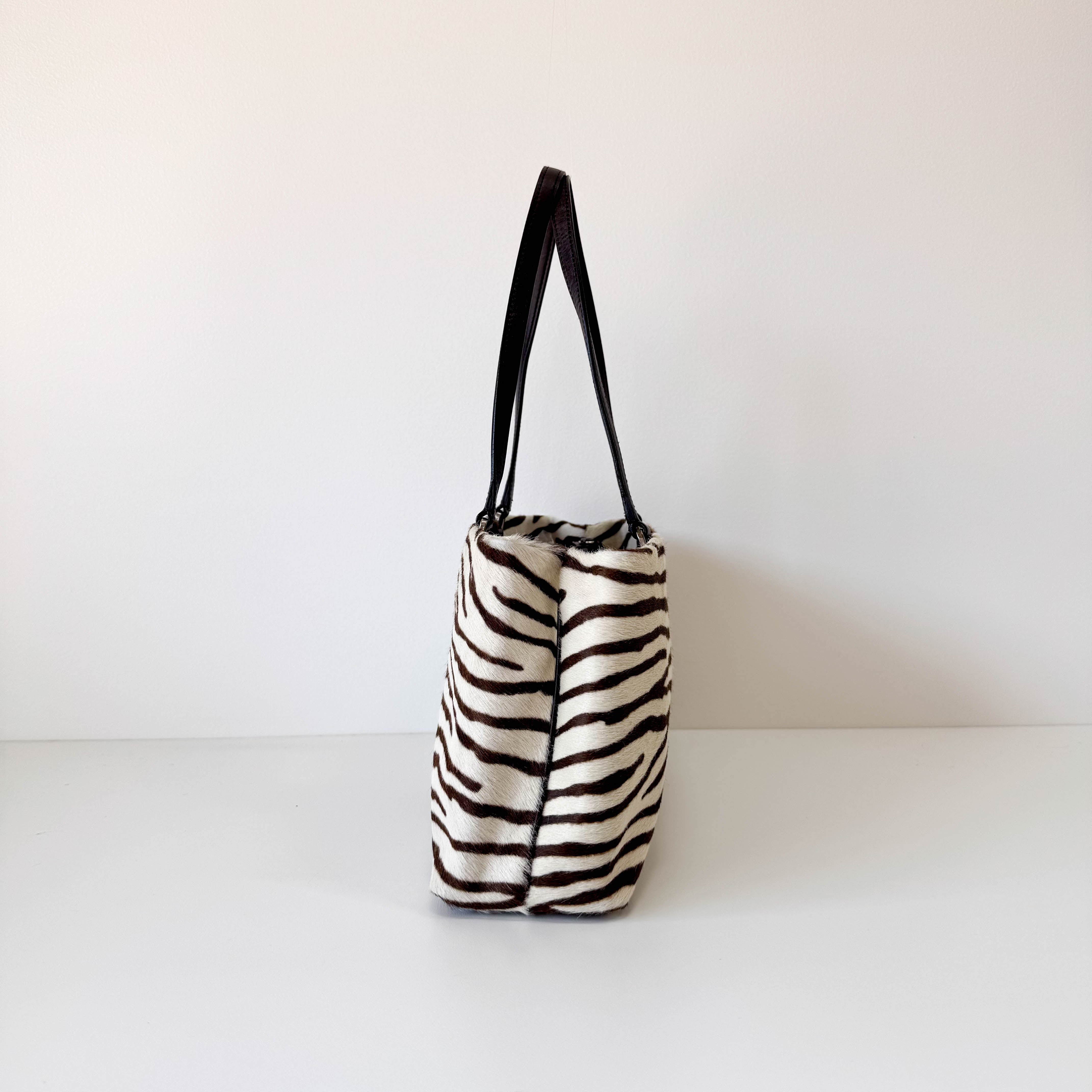 Bow Zebra Pony Hair Top Shoulder Bag