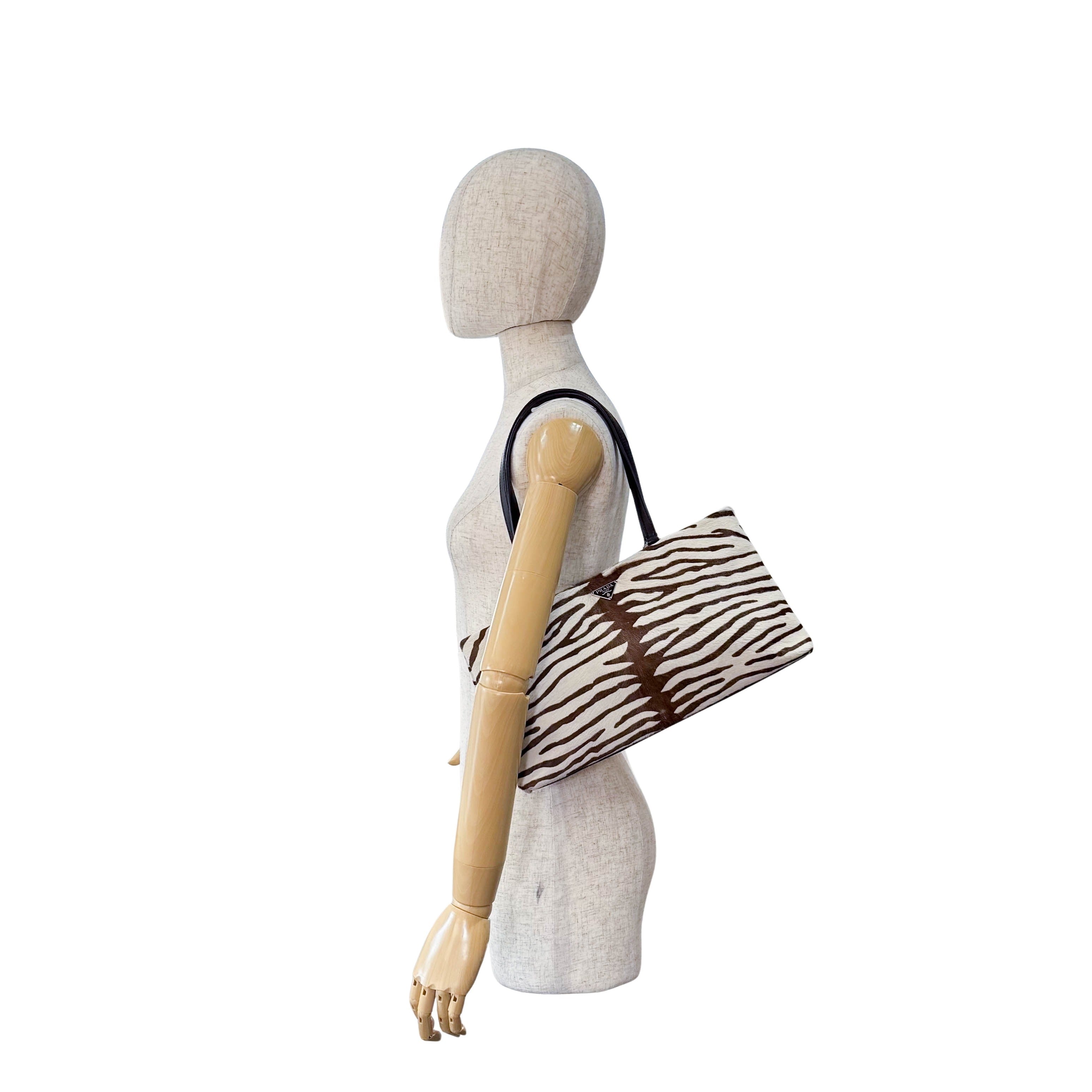 Bow Zebra Pony Hair Top Shoulder Bag