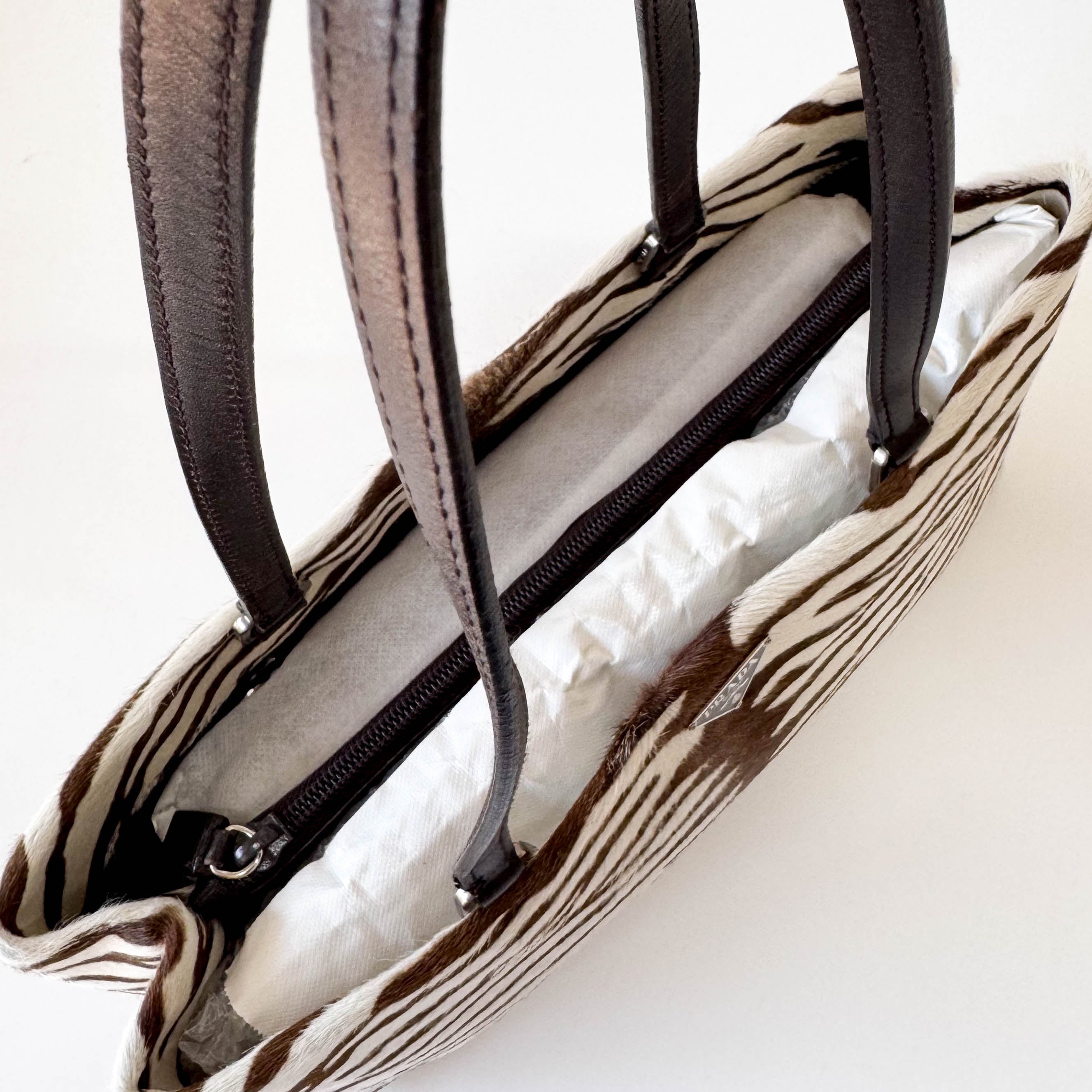 Bow Zebra Pony Hair Top Shoulder Bag