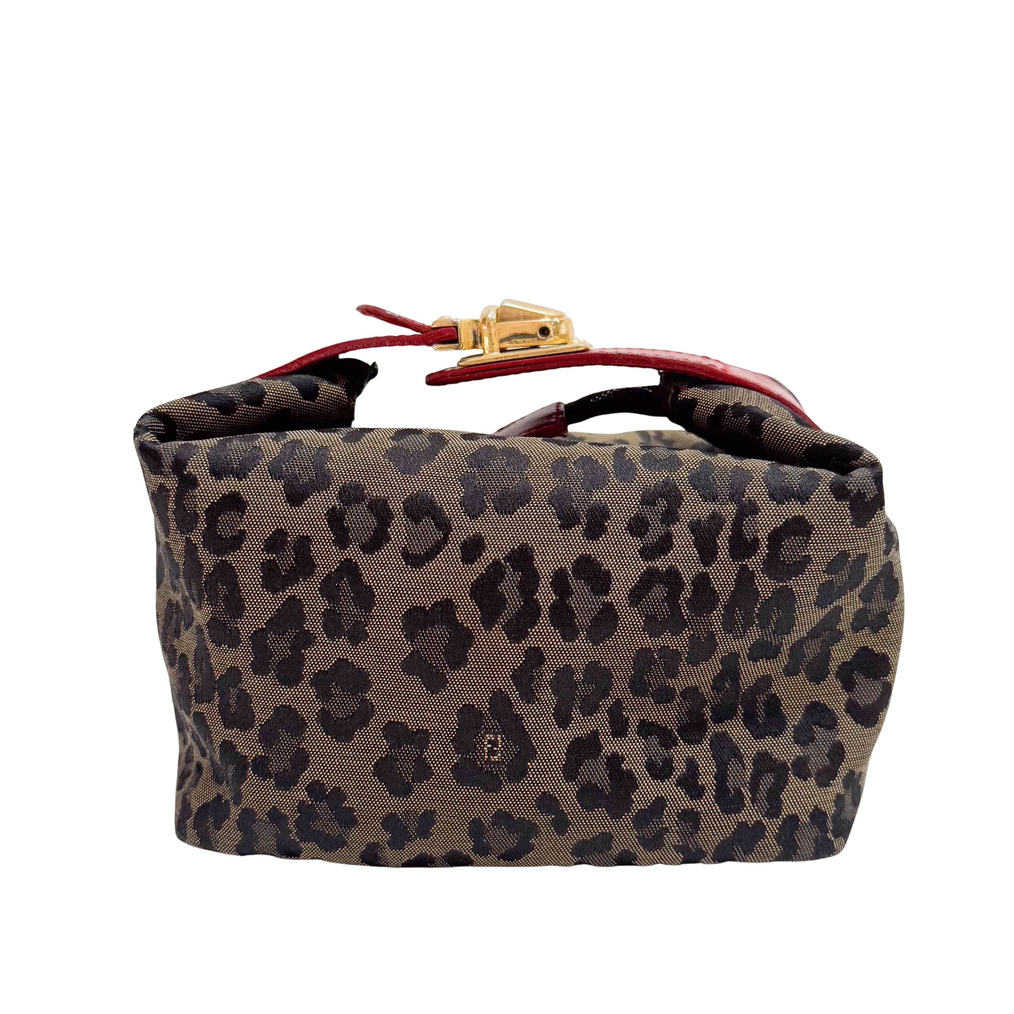 Vintage Brown Large Leopard Canvas Pouch