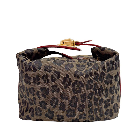 Vintage Brown Large Leopard Canvas Pouch