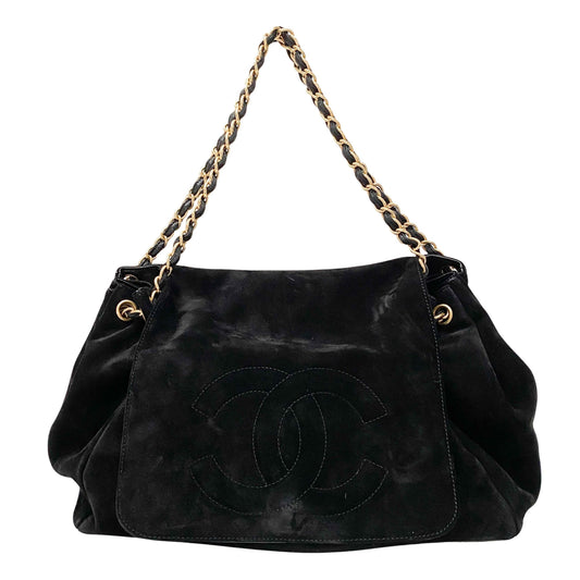 Cabas Black Suede Shoulder Bag