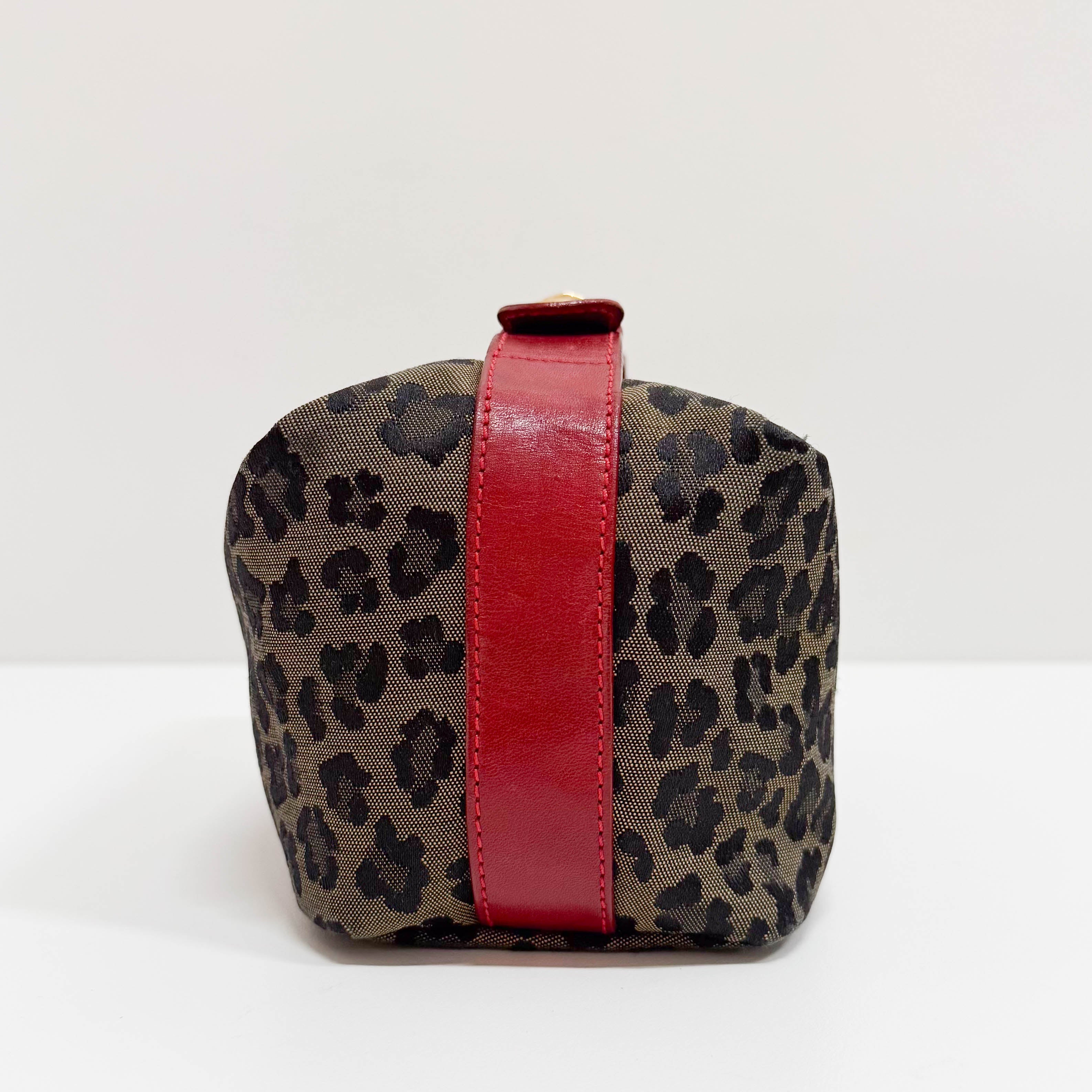 Vintage Brown Large Leopard Canvas Pouch