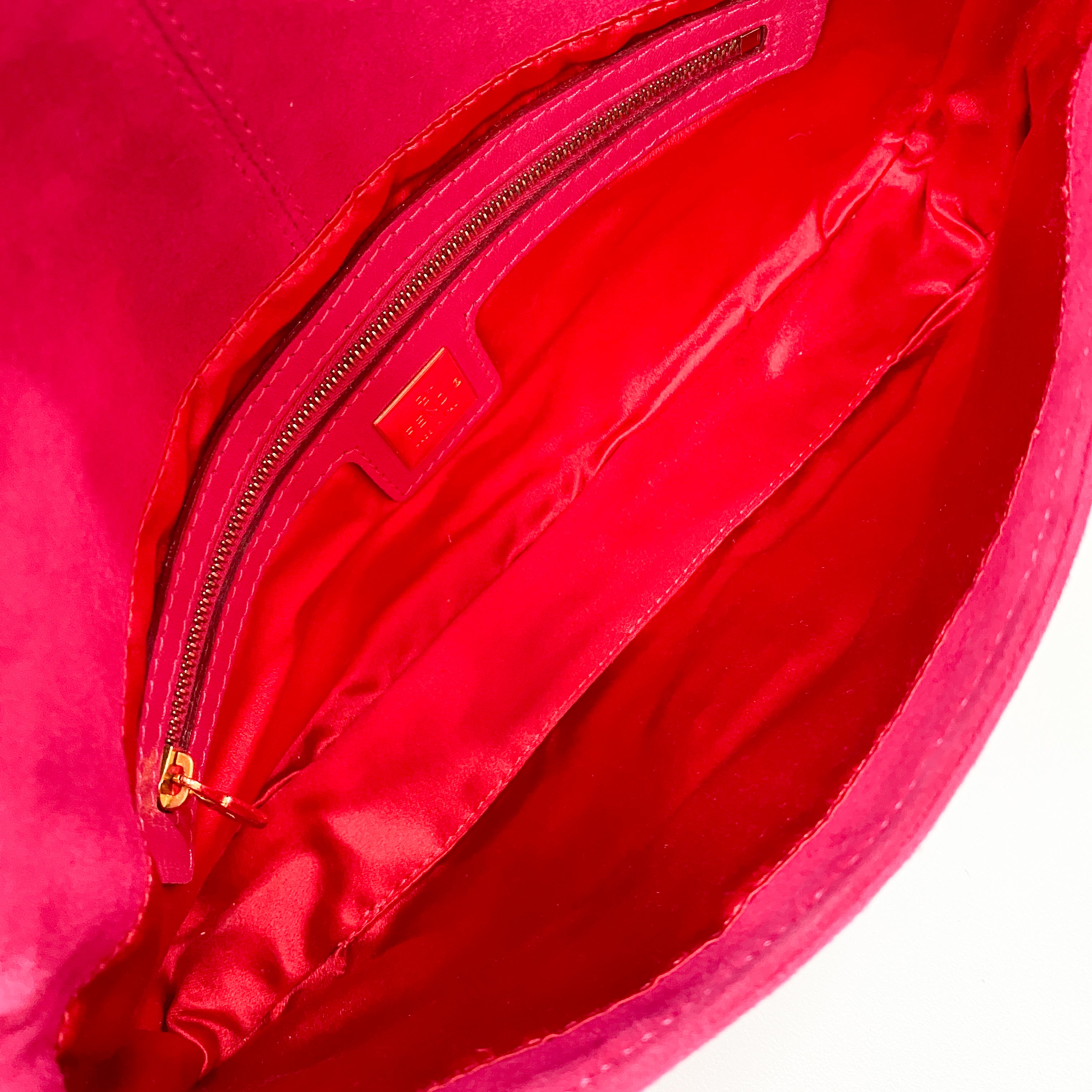 Baguette Pink Suede Shoulder Bag