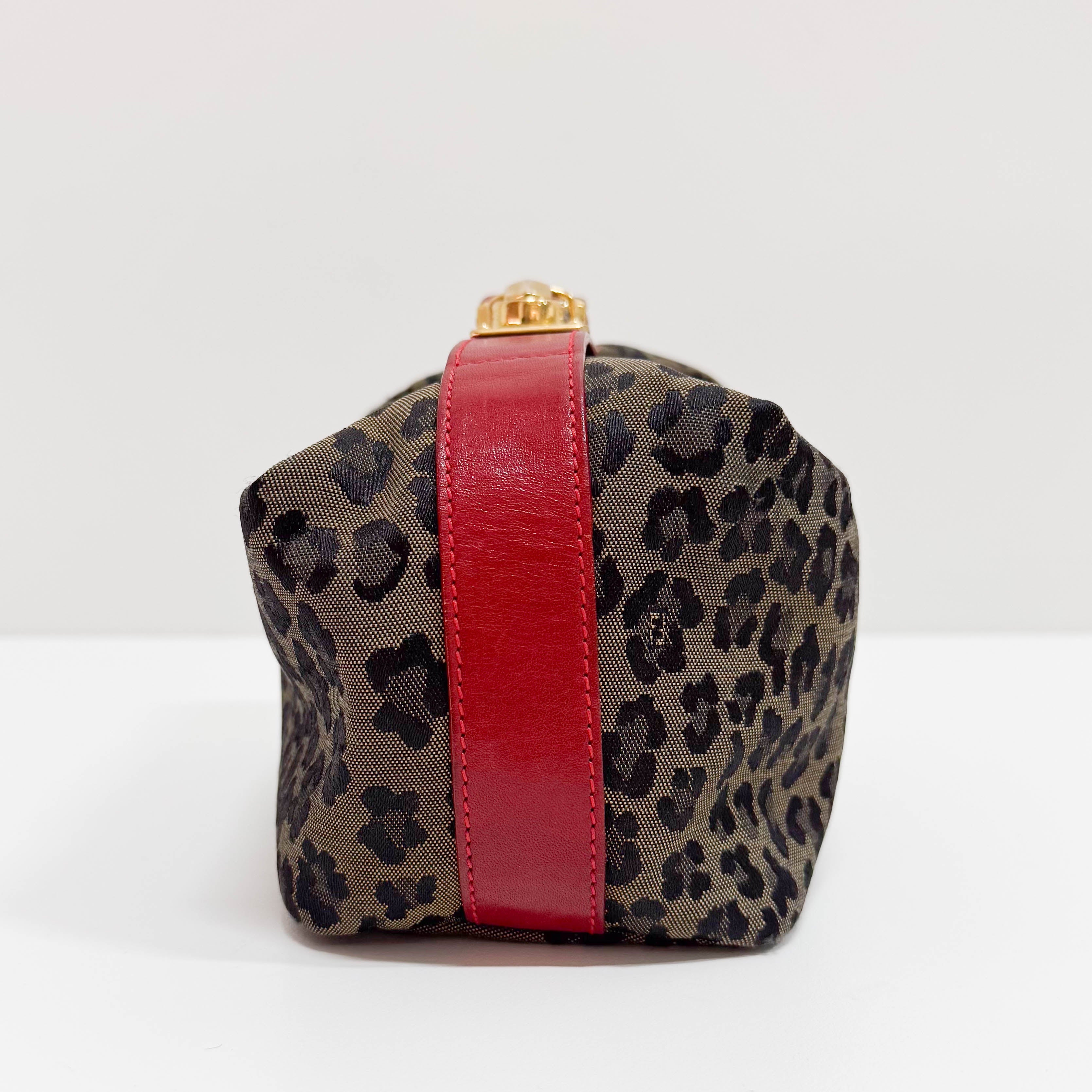 Vintage Brown Large Leopard Canvas Pouch