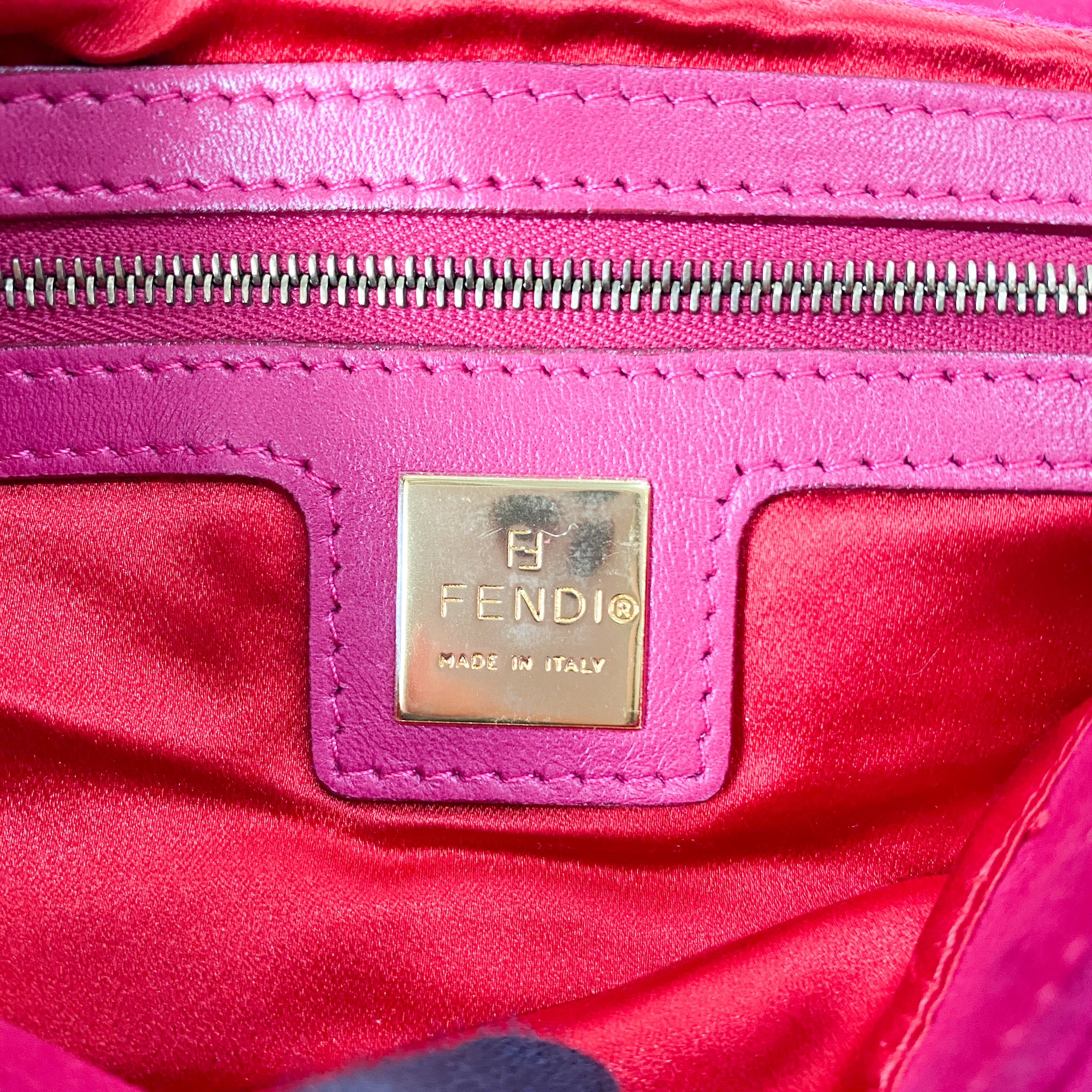 Baguette Pink Suede Shoulder Bag