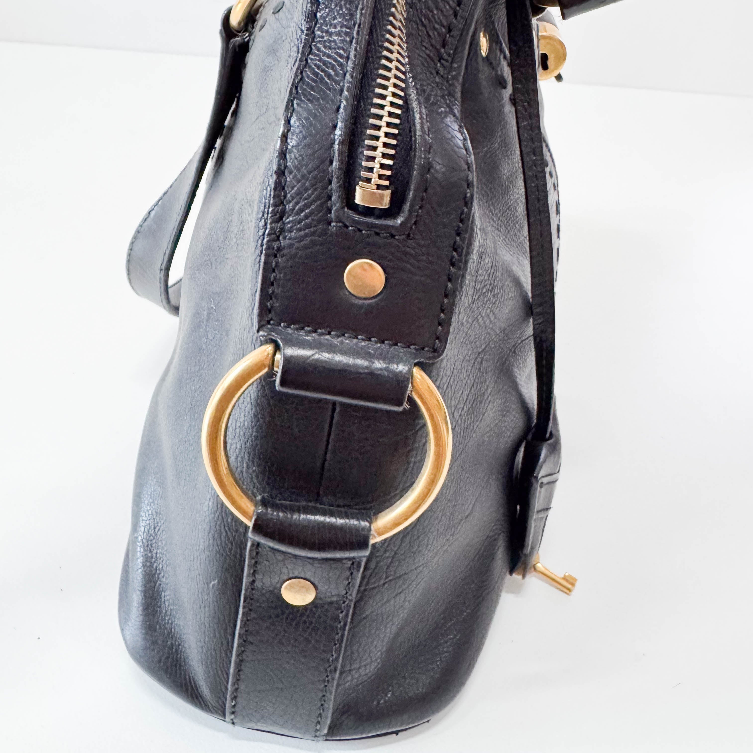 Muse Black Leather Hand Bag
