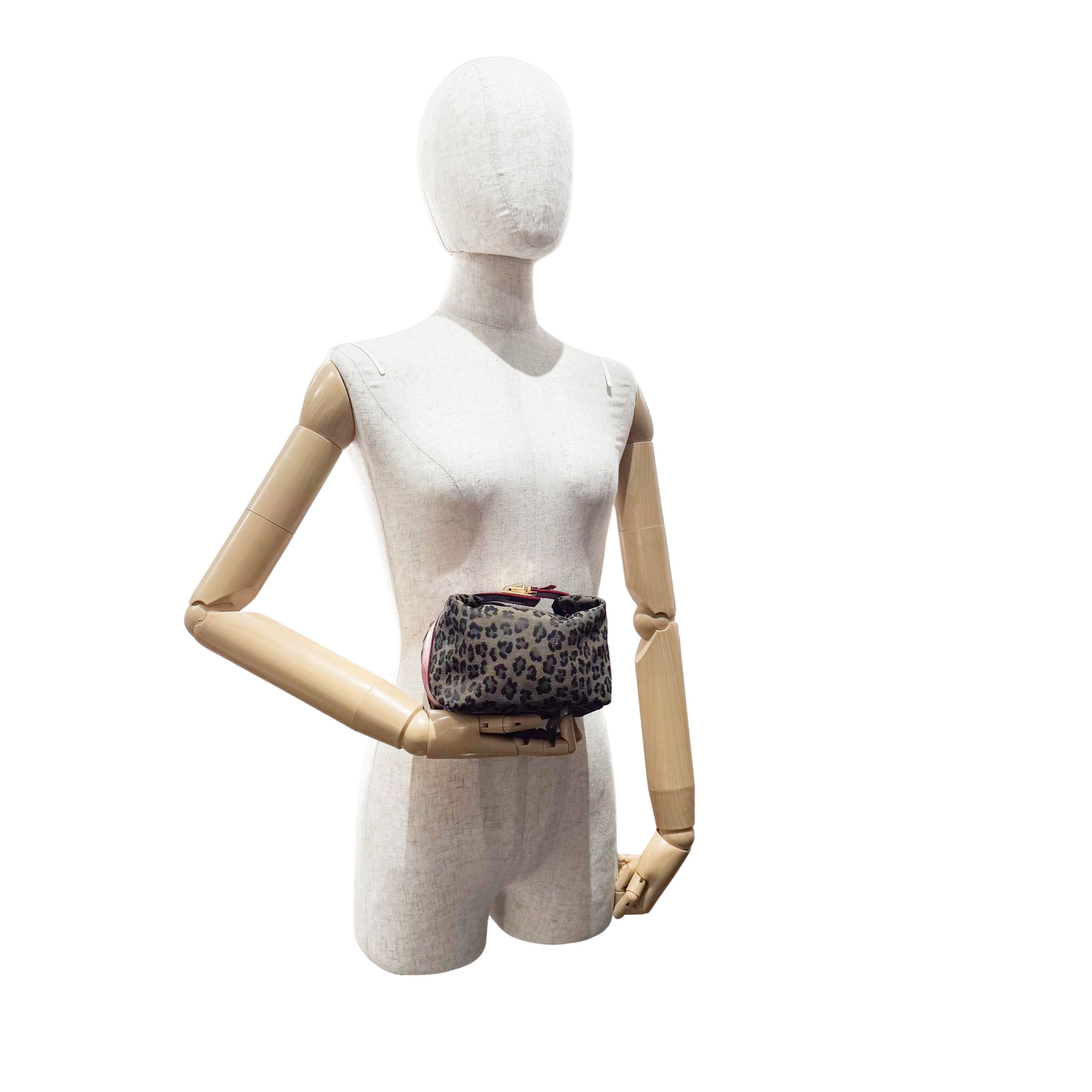 Vintage Brown Large Leopard Canvas Pouch