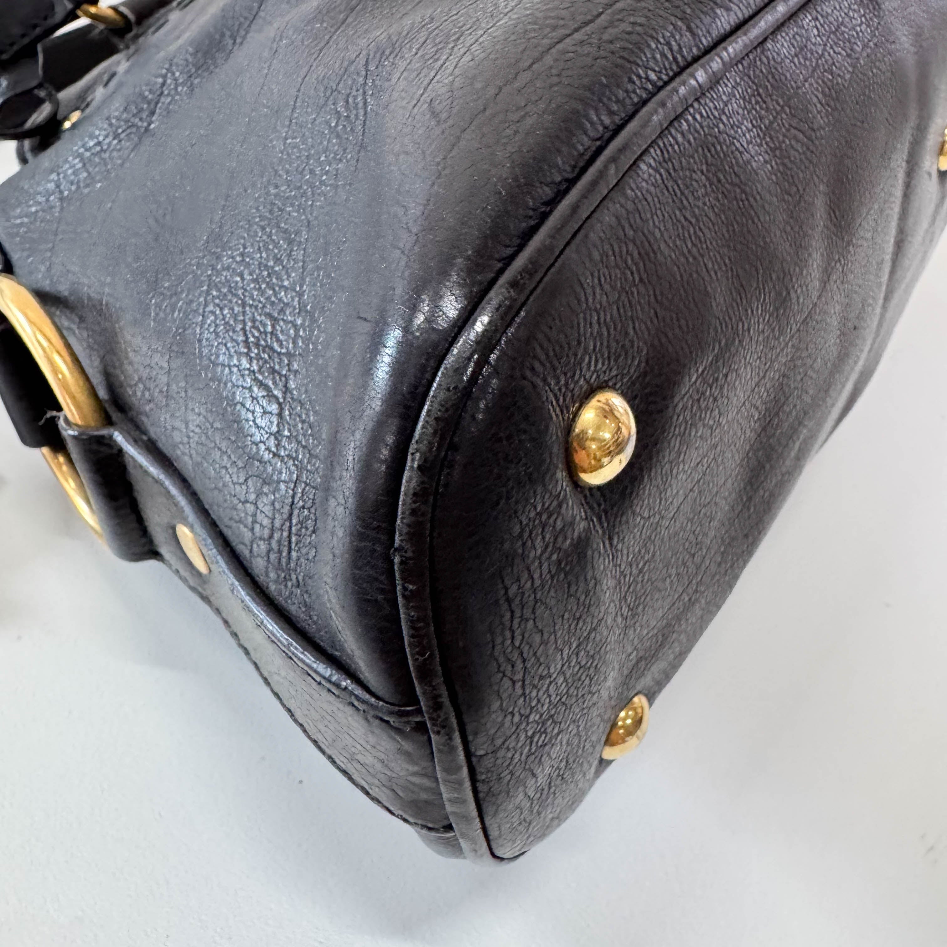 Muse Black Leather Hand Bag