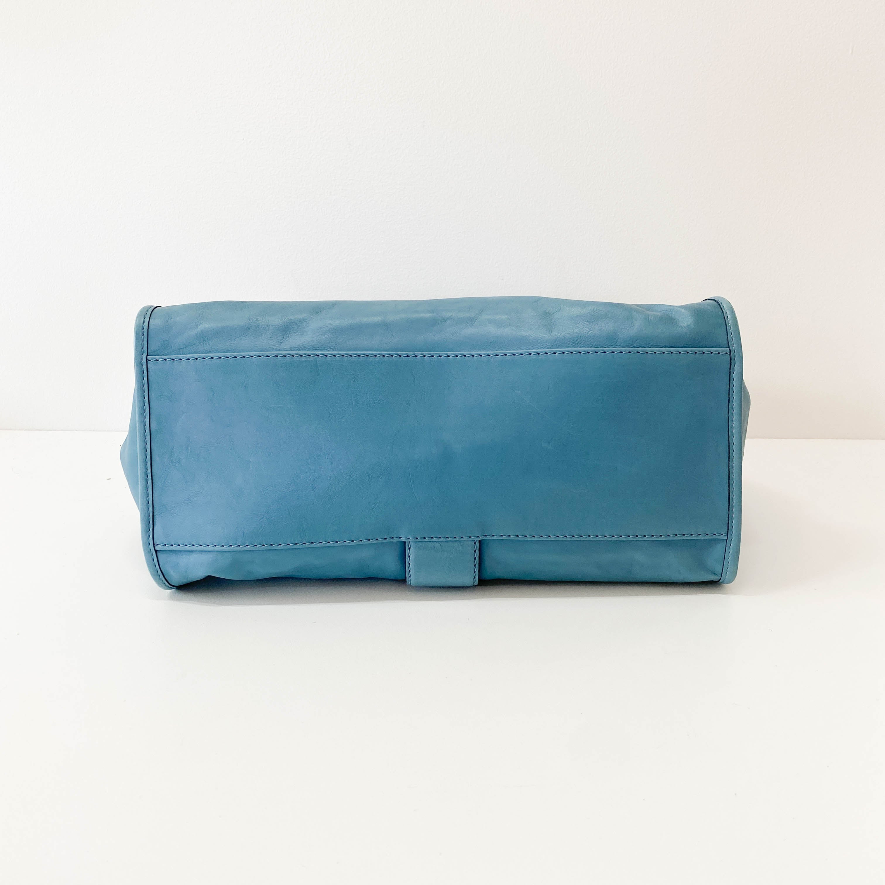 Stirrup Light Blue Leather Bag