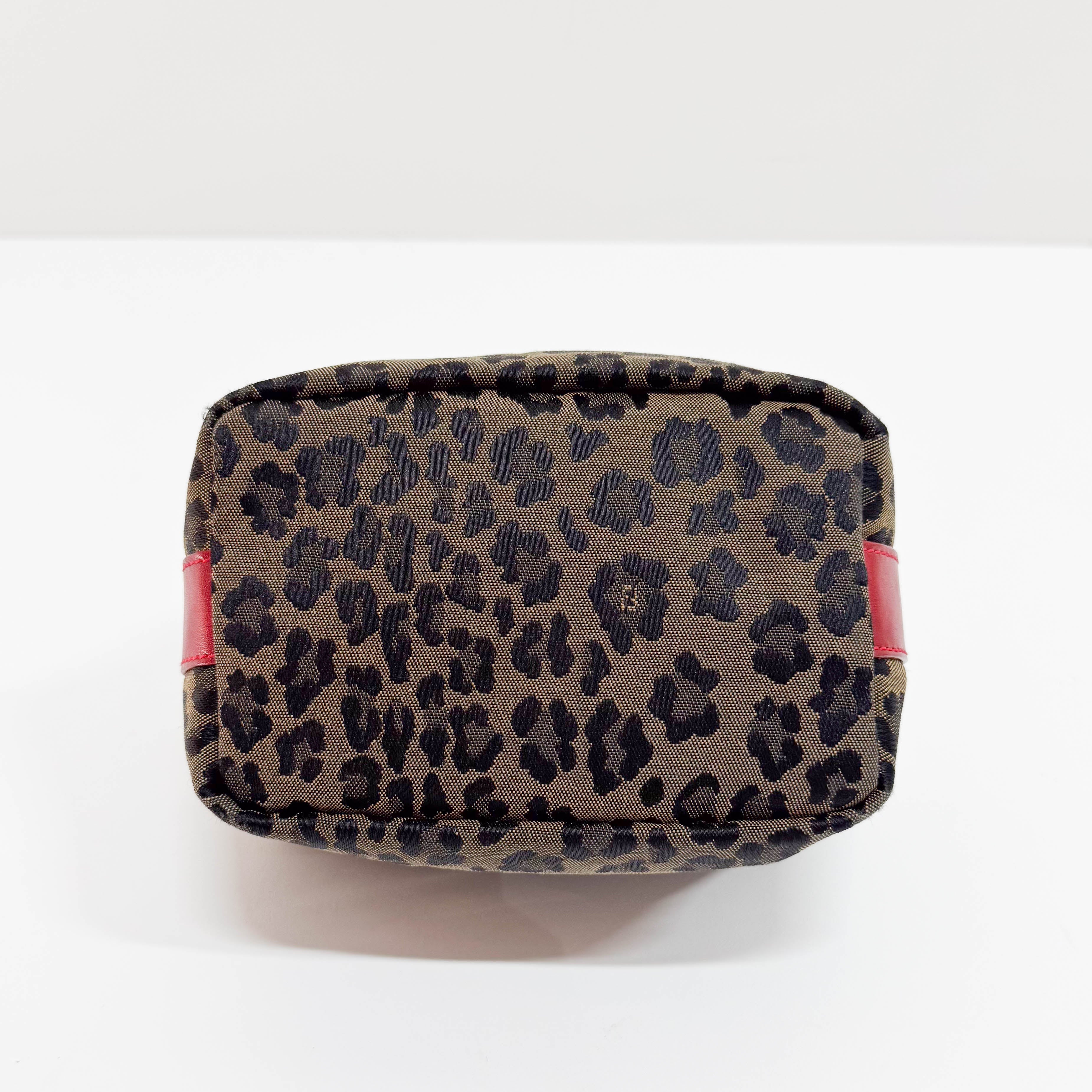 Vintage Brown Large Leopard Canvas Pouch