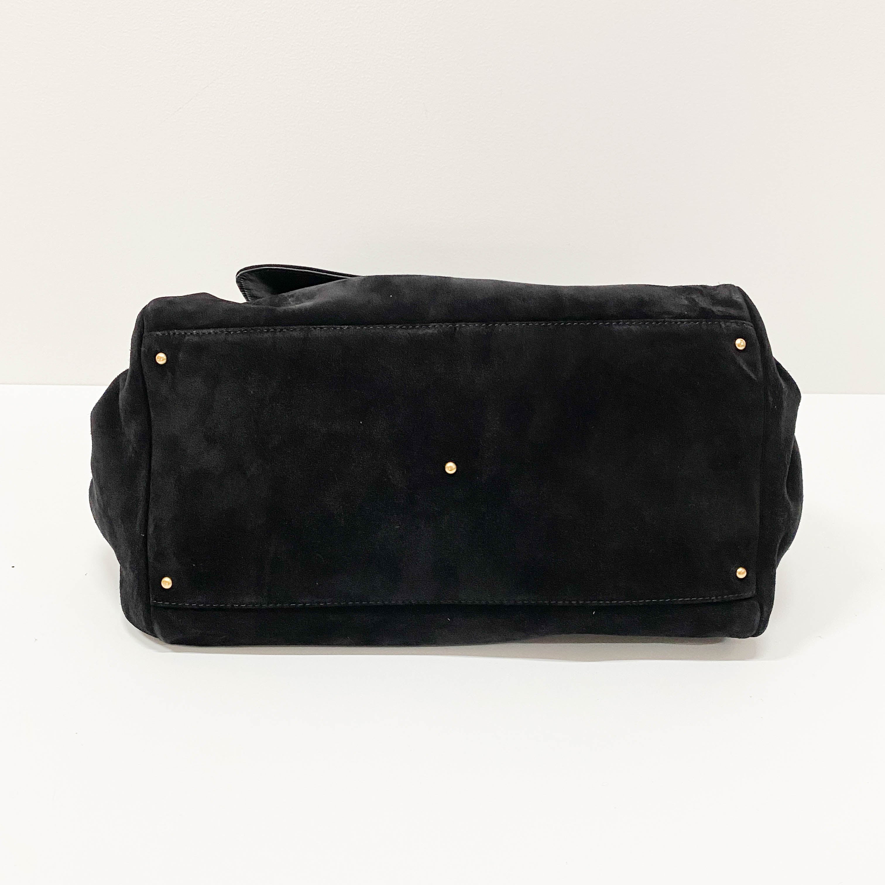 Cabas Black Suede Shoulder Bag