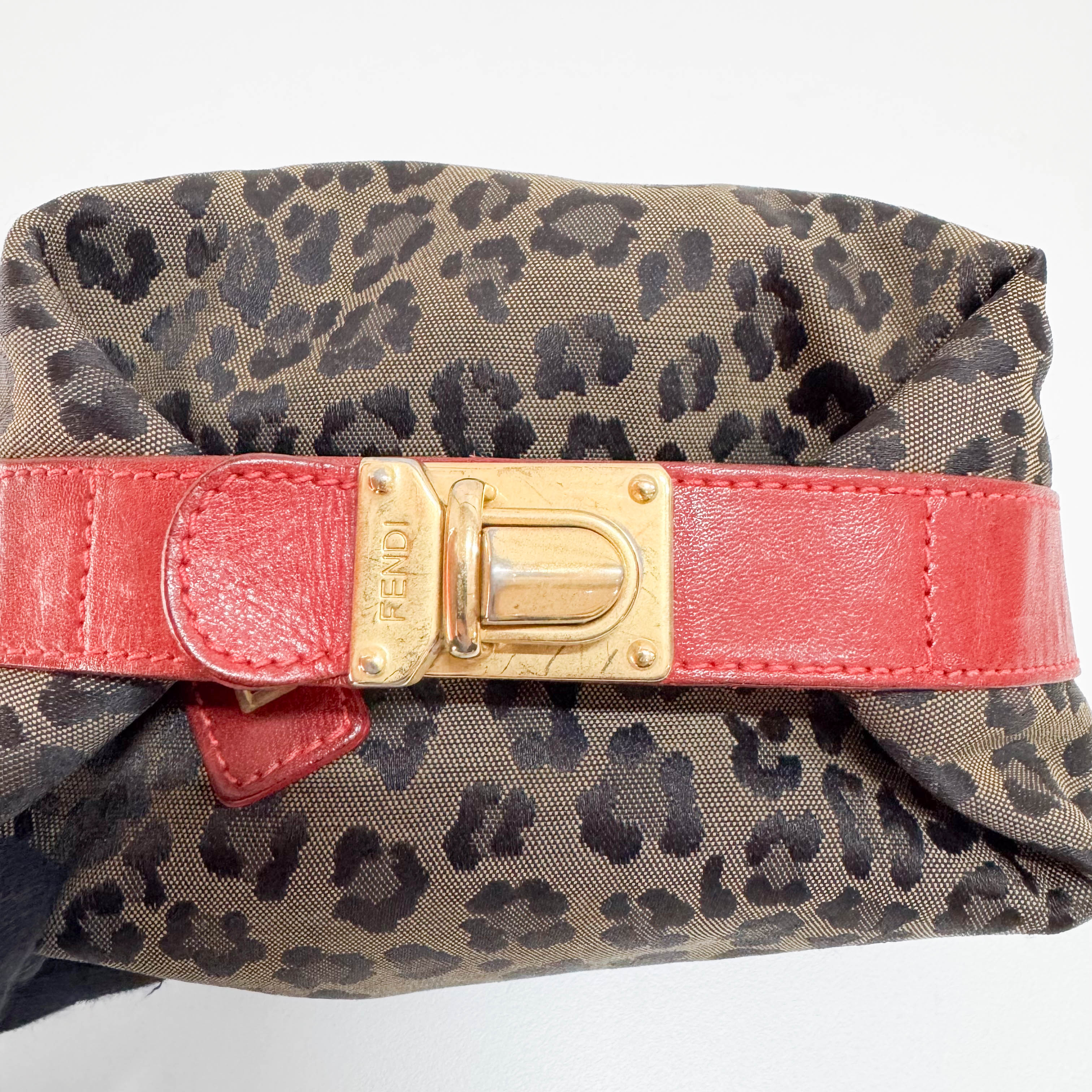 Vintage Brown Large Leopard Canvas Pouch