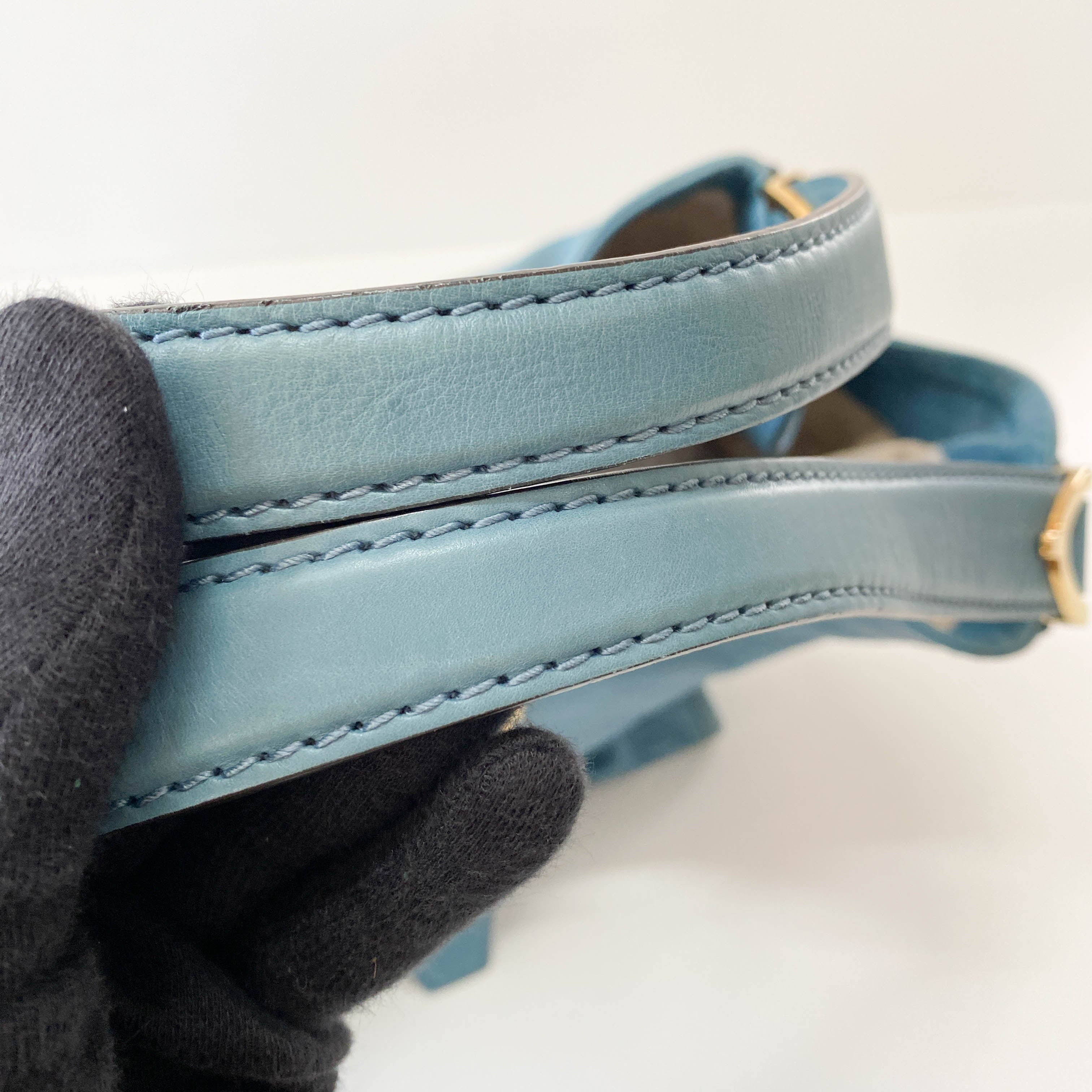 Stirrup Light Blue Leather Bag