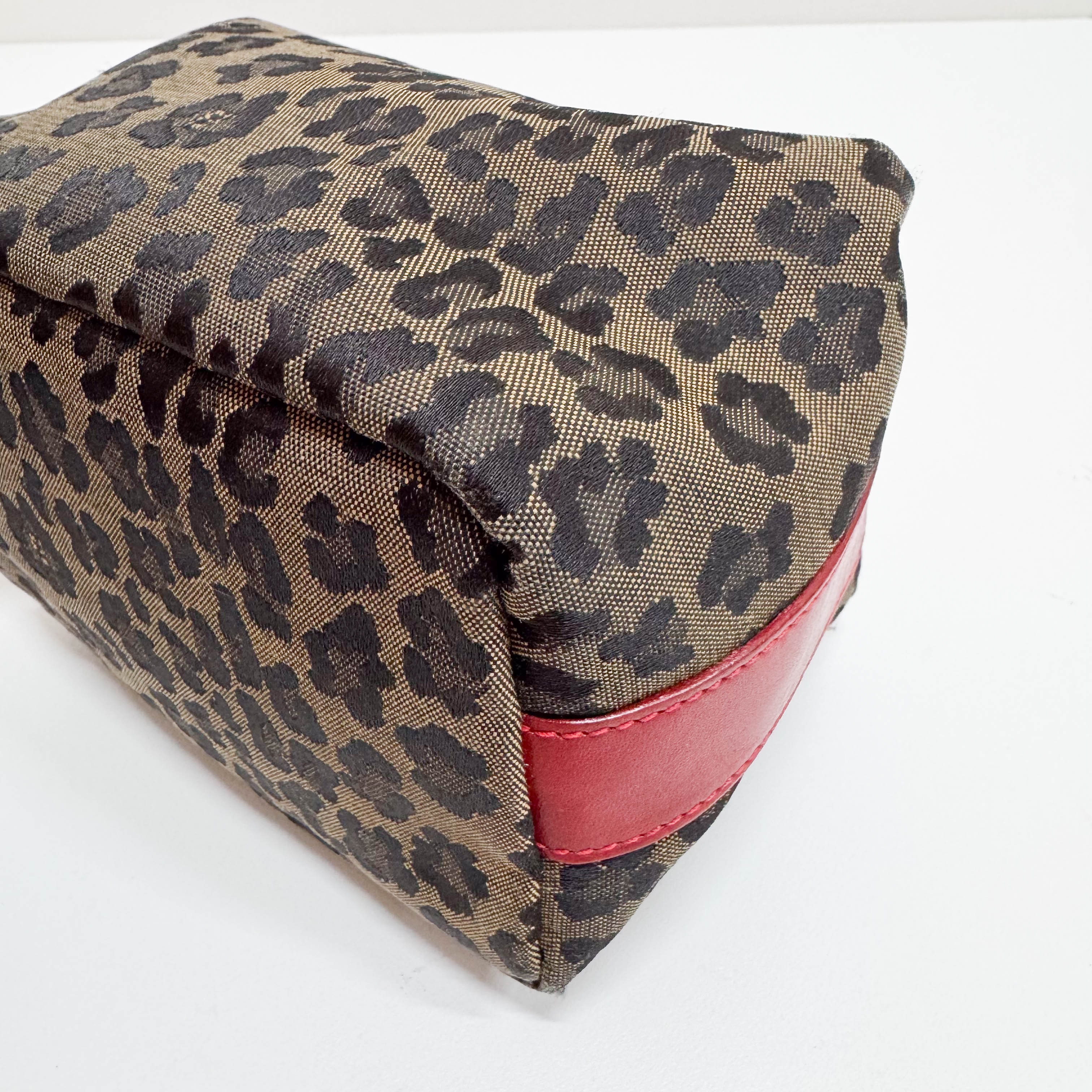 Vintage Brown Large Leopard Canvas Pouch