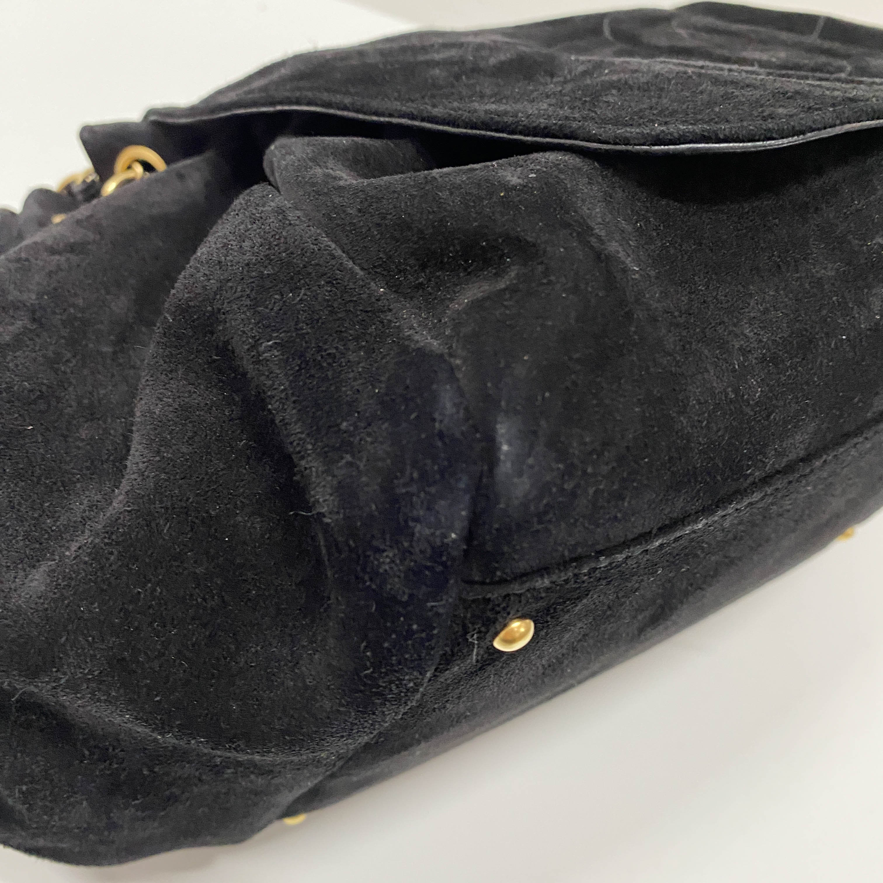 Cabas Black Suede Shoulder Bag