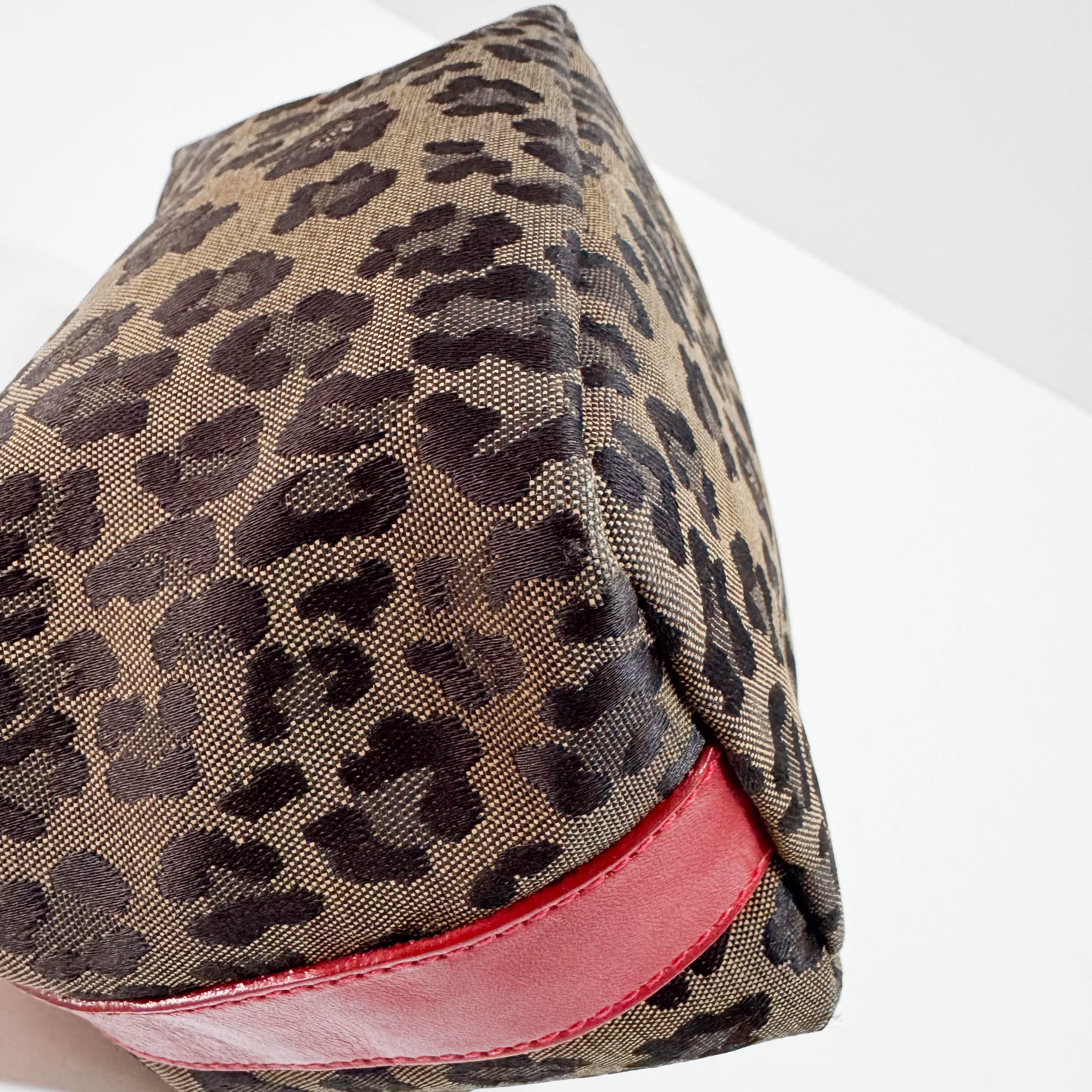 Vintage Brown Large Leopard Canvas Pouch