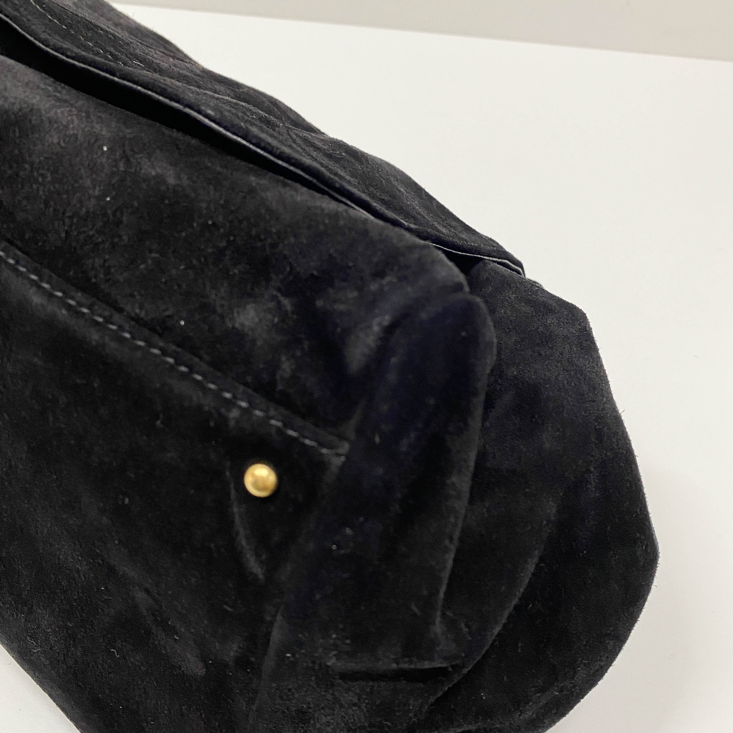 Cabas Black Suede Shoulder Bag