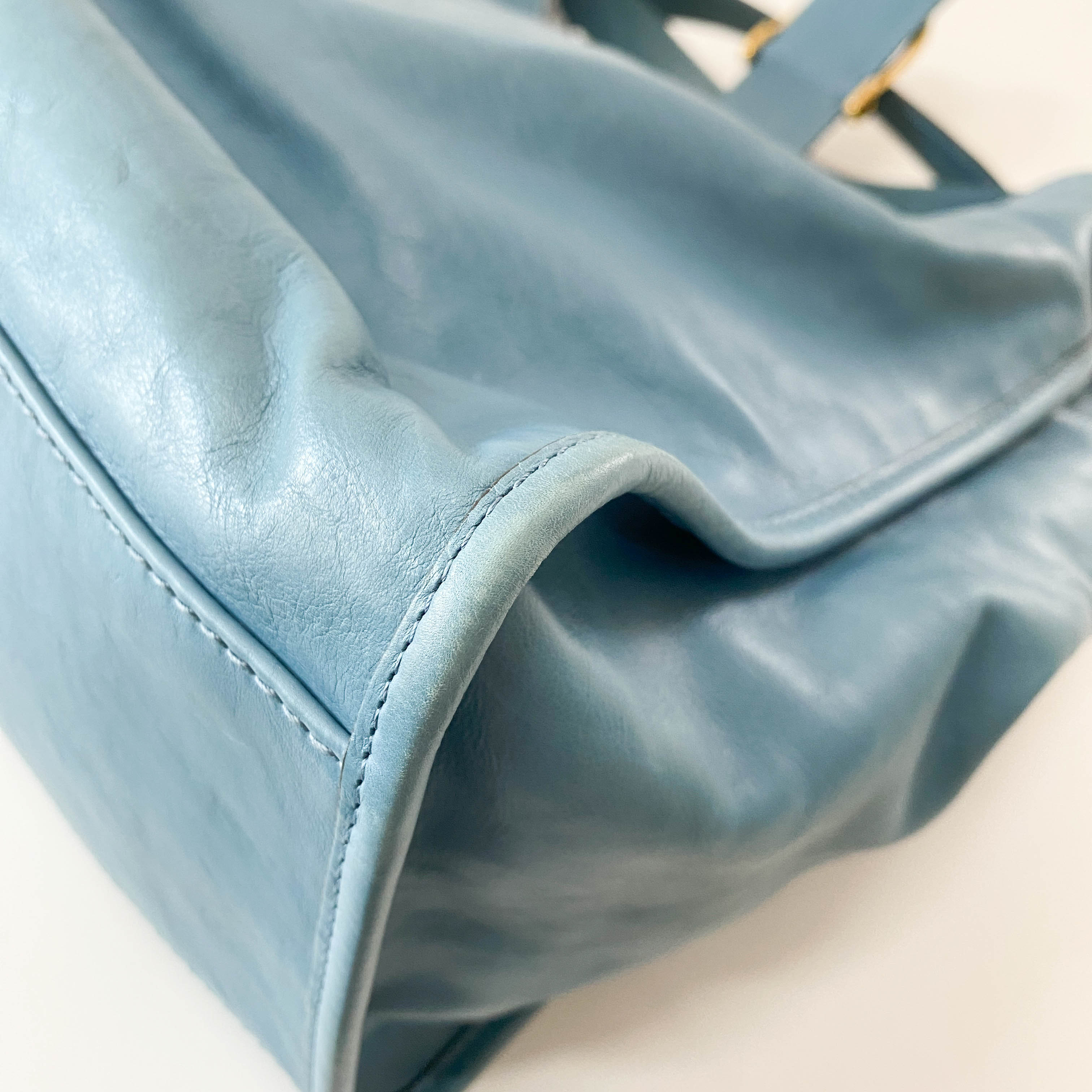 Stirrup Light Blue Leather Bag