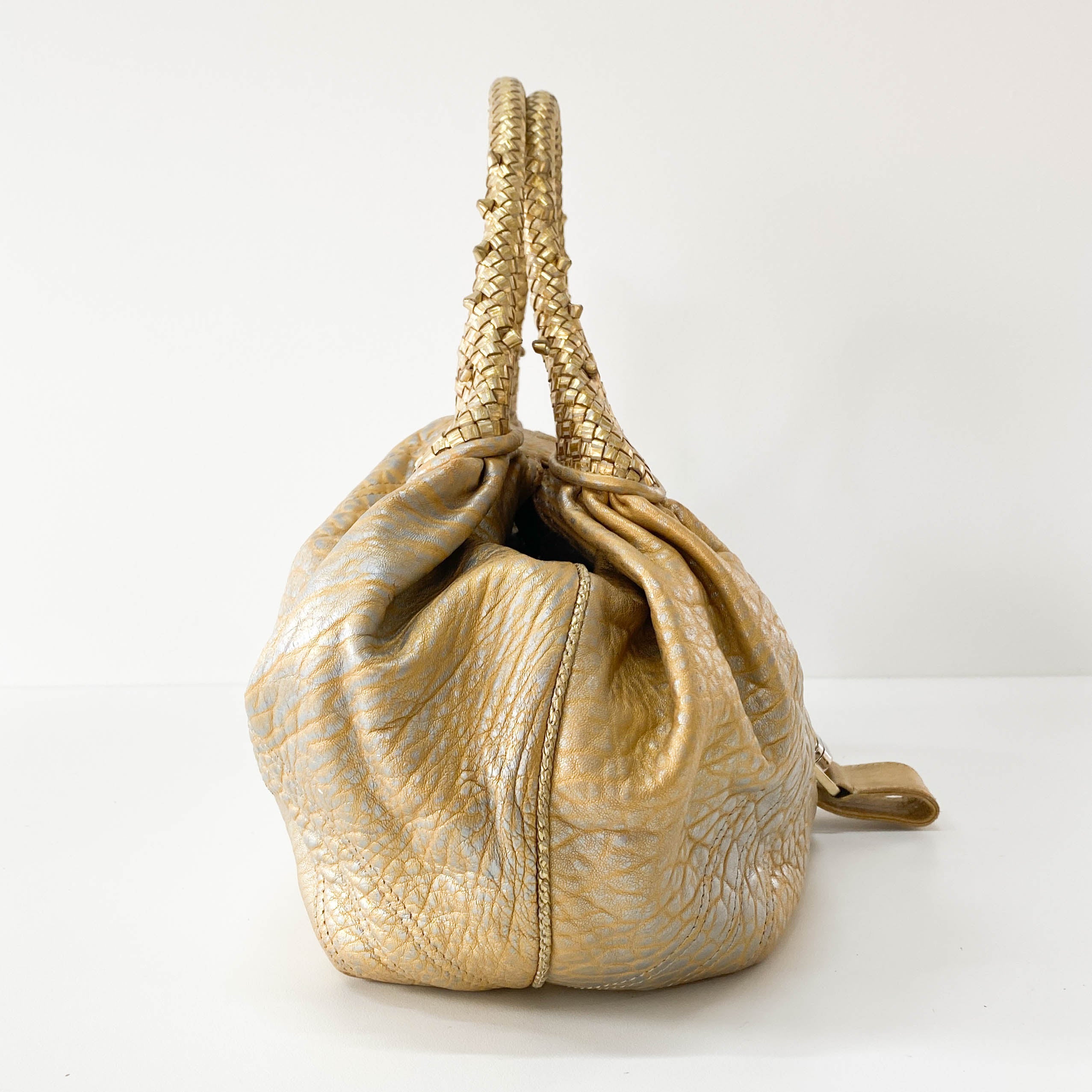 Spy Gold Leather Shoulder Bag