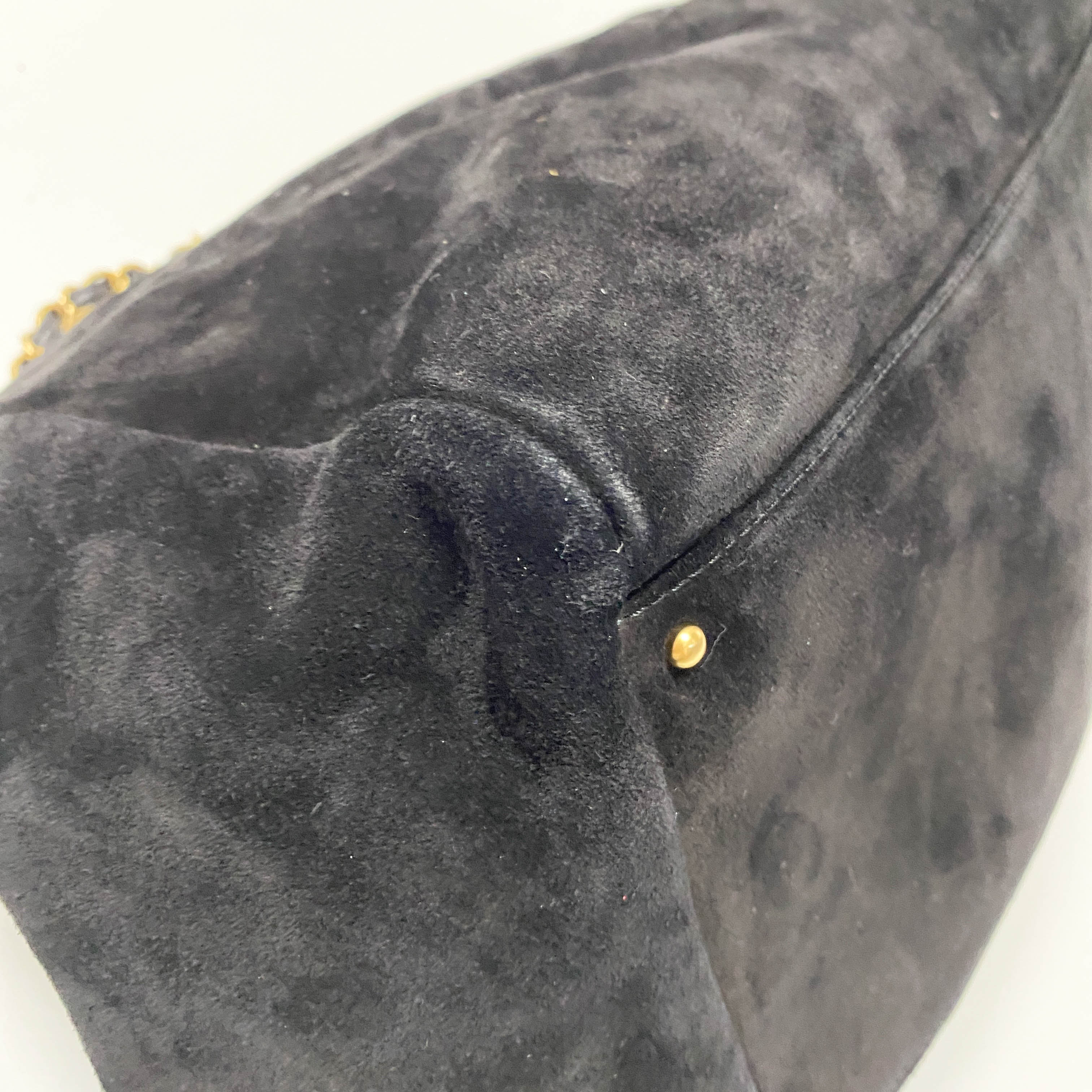 Cabas Black Suede Shoulder Bag